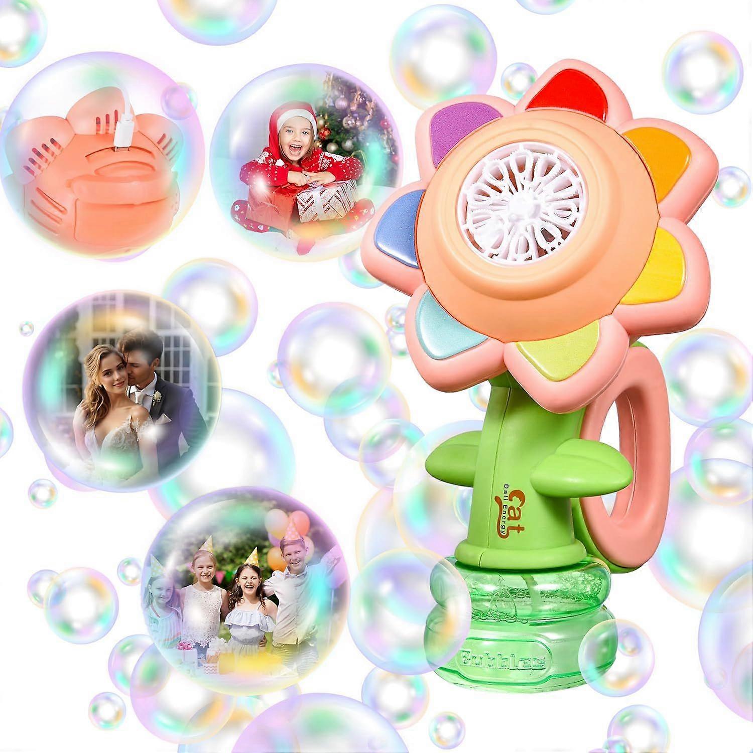 Sunflower Bubble Machine for Kids Automatic Flower Bubble Toy with Colorful