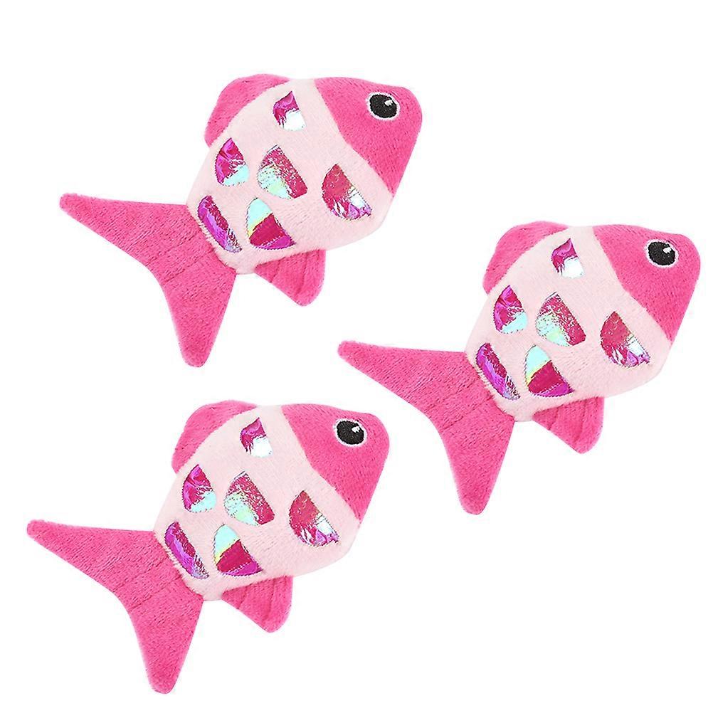Soft Cat Toys Plush Doll Adorable Fish-Shaped Entertainment Toy for Indoor Activity Rosy 11.5x9.5x2.5cm 3Pcs
