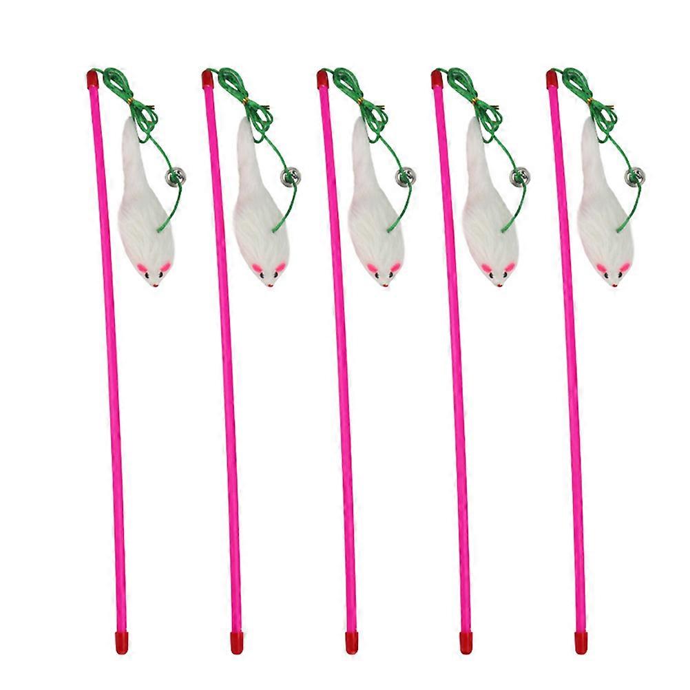 Cat Interactive Wand for Playing 5Pcs Plush Mouse Cat Teaser Wand Kitten