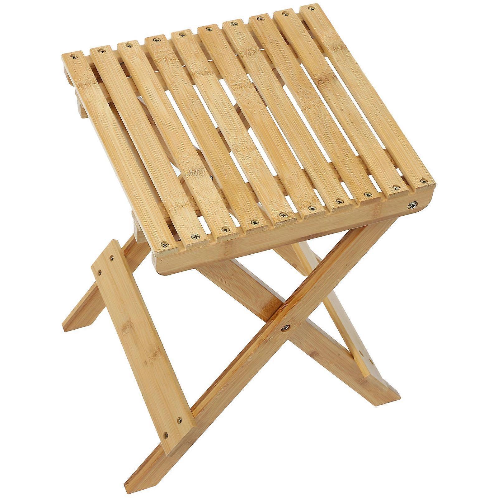 Compact Folding Stool Bamboo Footstool Indoor Multi-purpose Family 1Set