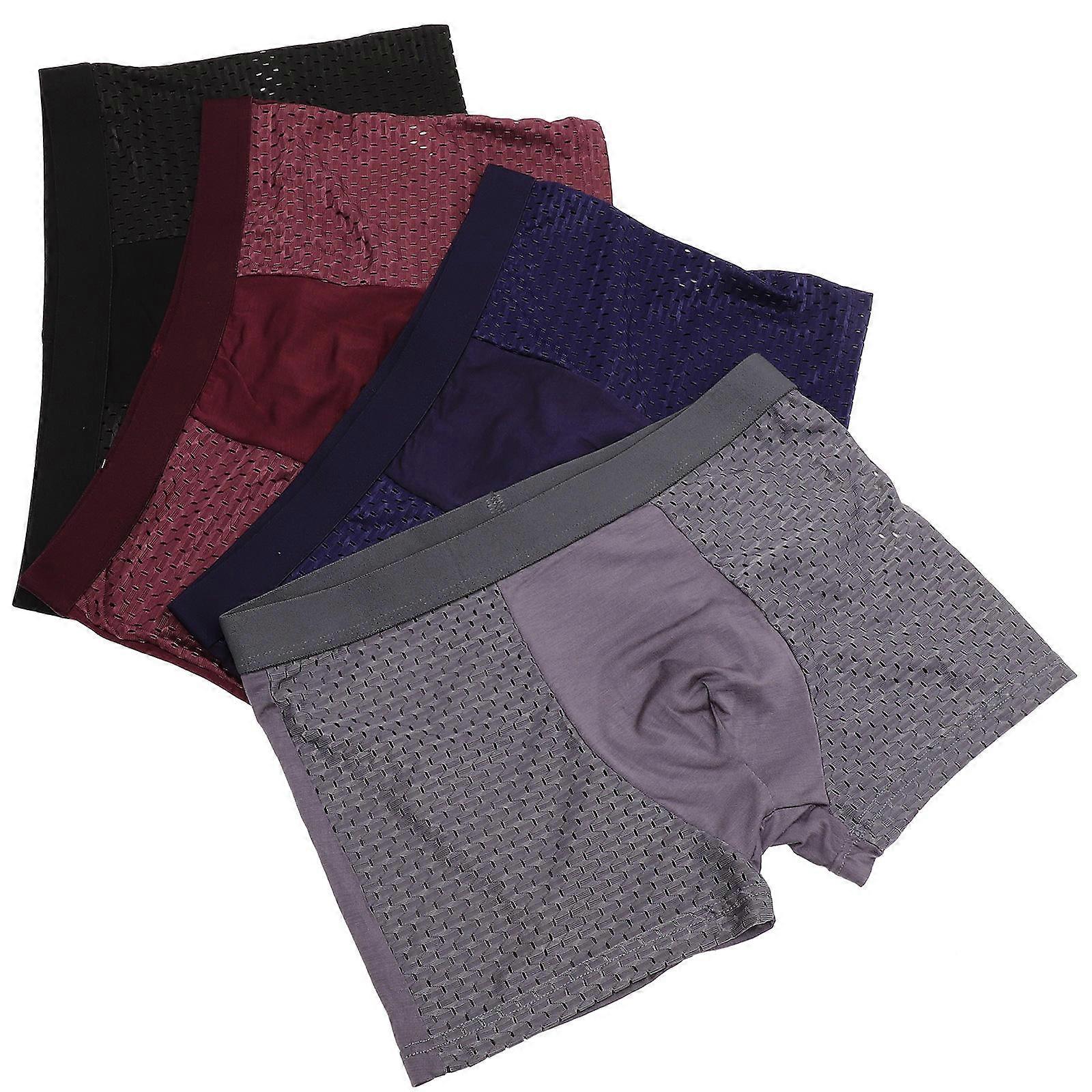 Briefs For Men Ice Silk Mesh Underpants Office Casual Wear Stretchy 4Pcs