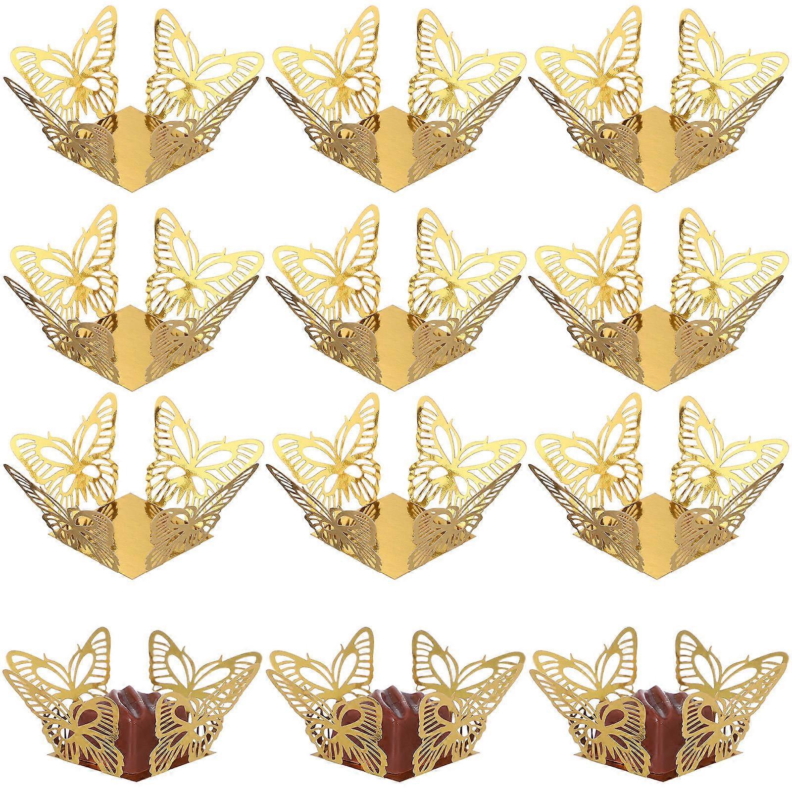 Gold Square Truffle Wrappers Cupcake Liners Elegant Style 50Pcs