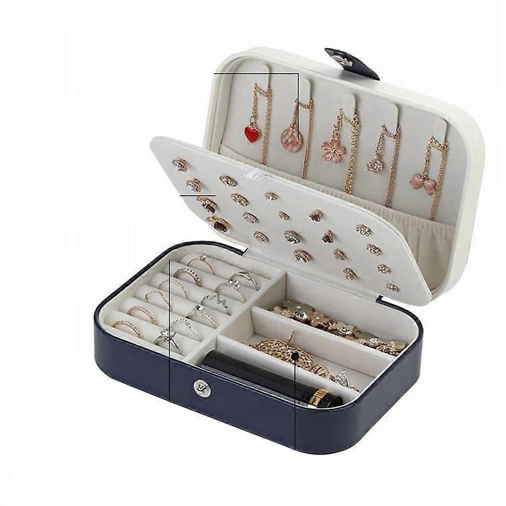 Jewellery Organiser For Women Double Layer Jewelry Bag Multi Function Storage Rectangular Pu Leather 1Pack