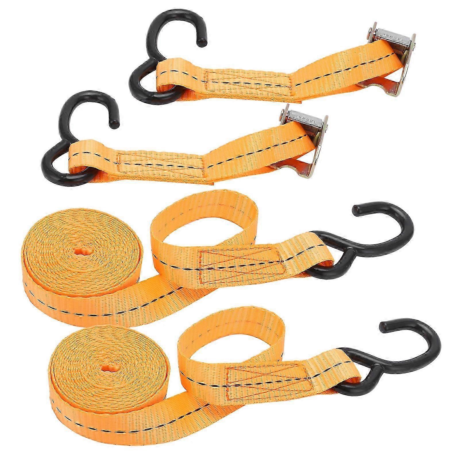 2Pcs TieDown Ratchet Strap with SHook for Cargo Binding Polyester Fabrics Binding Strap(3m/9.8ft )