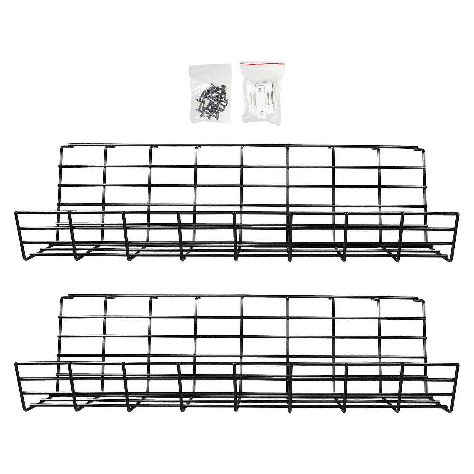 Under Desk Cable Management Rack Black Iron Tidy Workspace For Work Area 43X15X12CM 2Pcs