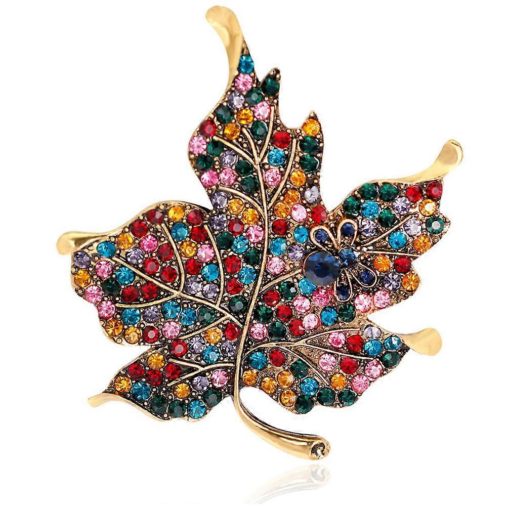 Stylish Colorful Rhinestone Maple Leaf Brooch Pin for Women – Alloy Lapel Pin for Clothes, Shawls, Jackets, Scarves, and Hats – Thanksgiving