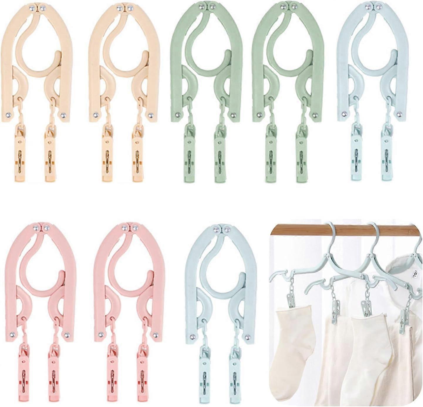 8pcs foldable travel hangers with clips