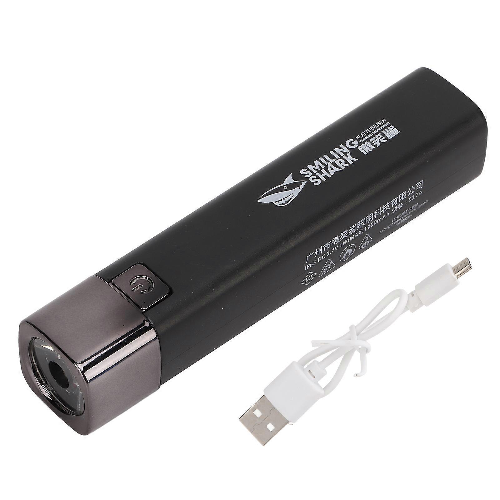 Ultra Bright Rechargeable Flashlight, Mini USB Electric Torch with Power Bank Function for Outdoor Adventure, Black