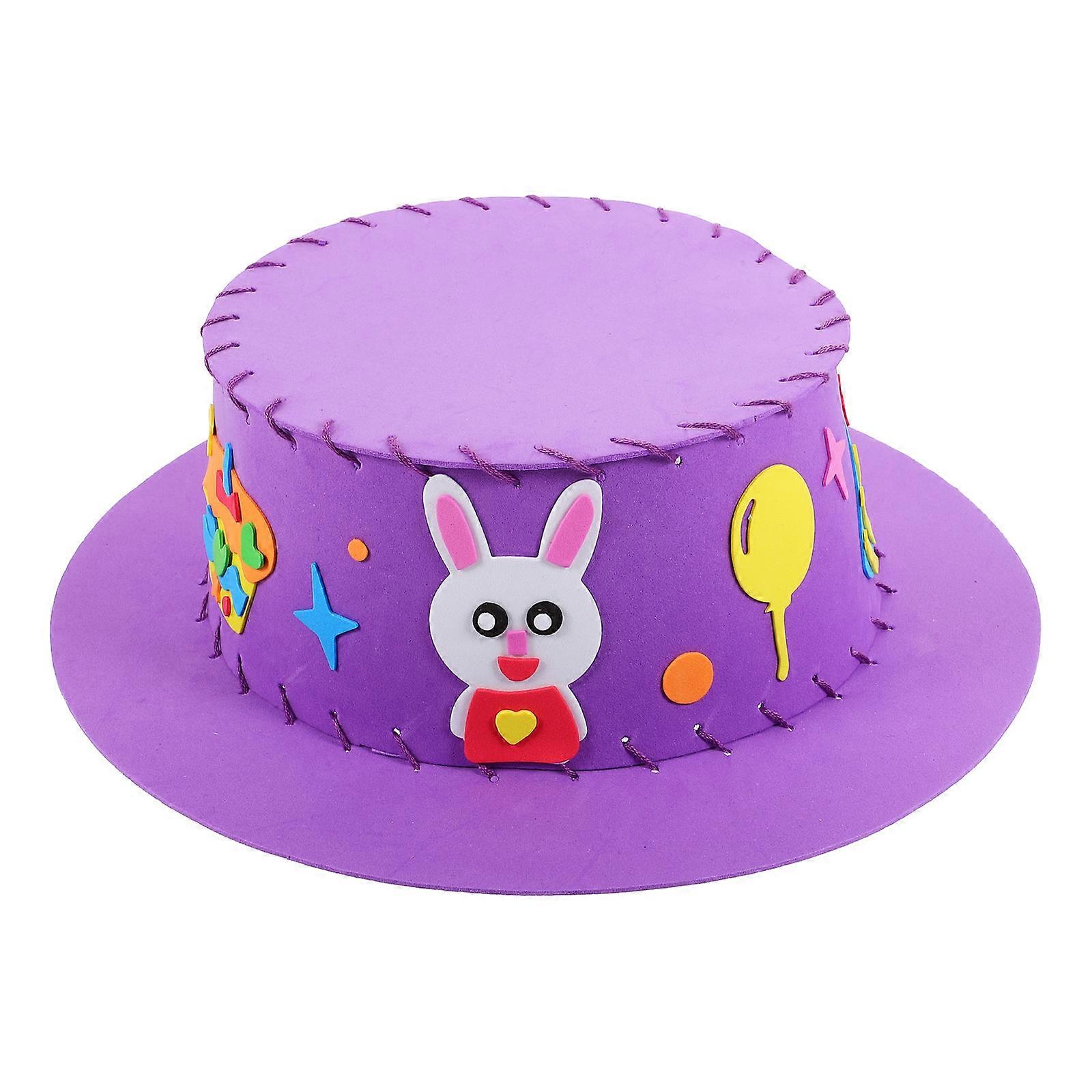 Children Hat Making Materials Diy Hat Birthday Parties Purple EVA Creative Design 4 Sets