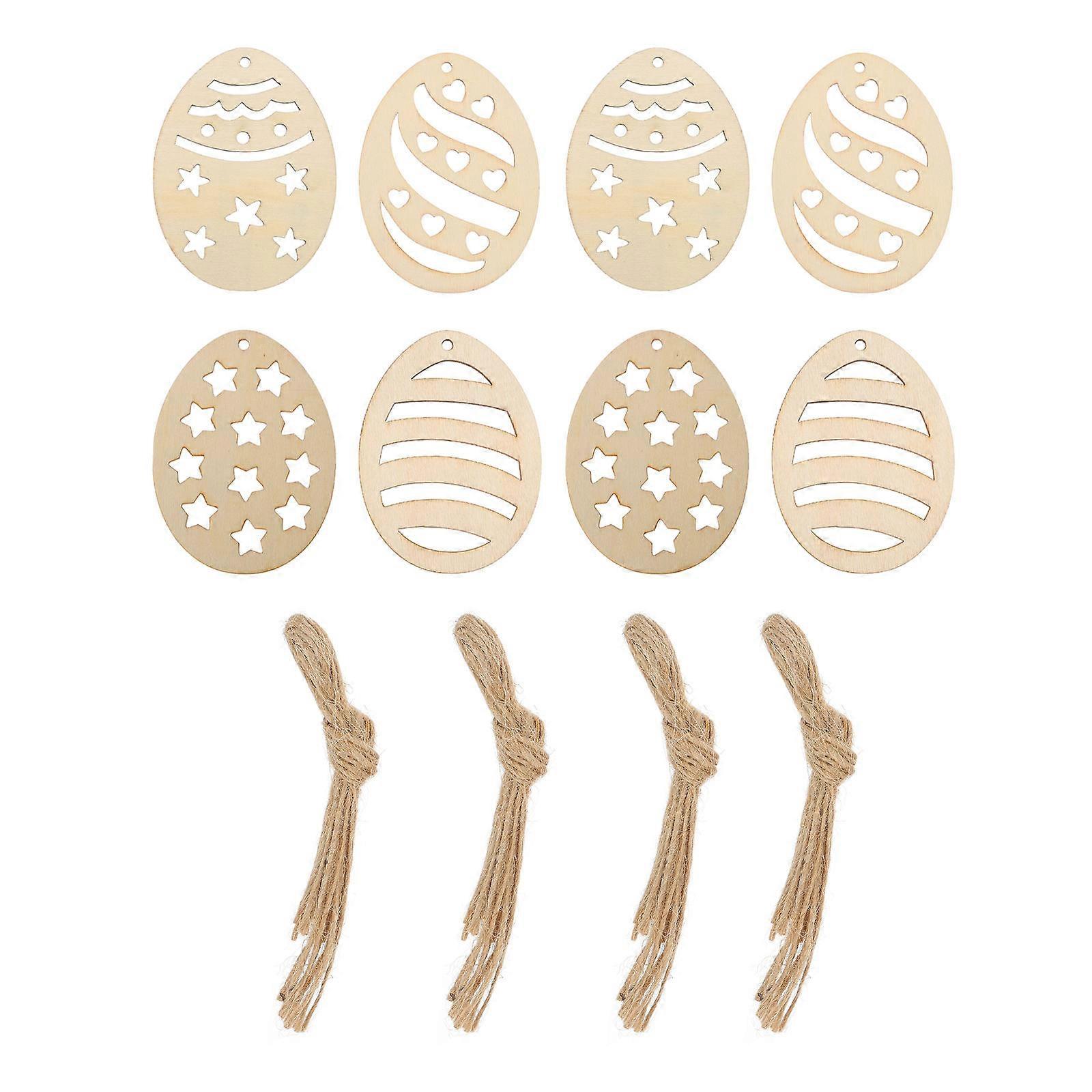 Pastel Decorations Unfinished Wooden Easter Ornaments Easter Decorations Khaki 40Pcs