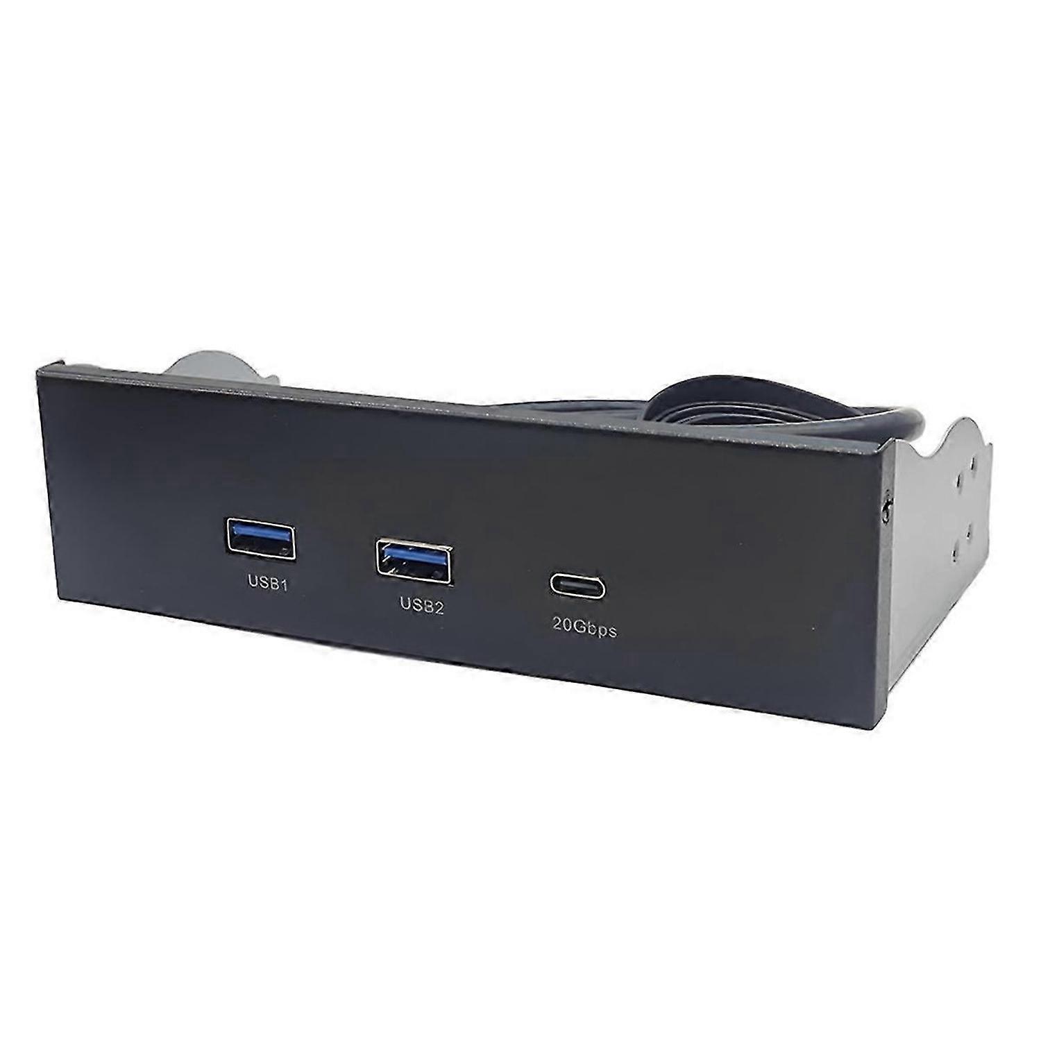 USB Front Panel for PC 2 Port USB 3.2 GEN1 5Gbps + 1 Port TYPE-C 10Gbps/20Gbps Hub for Desktop 5.25i