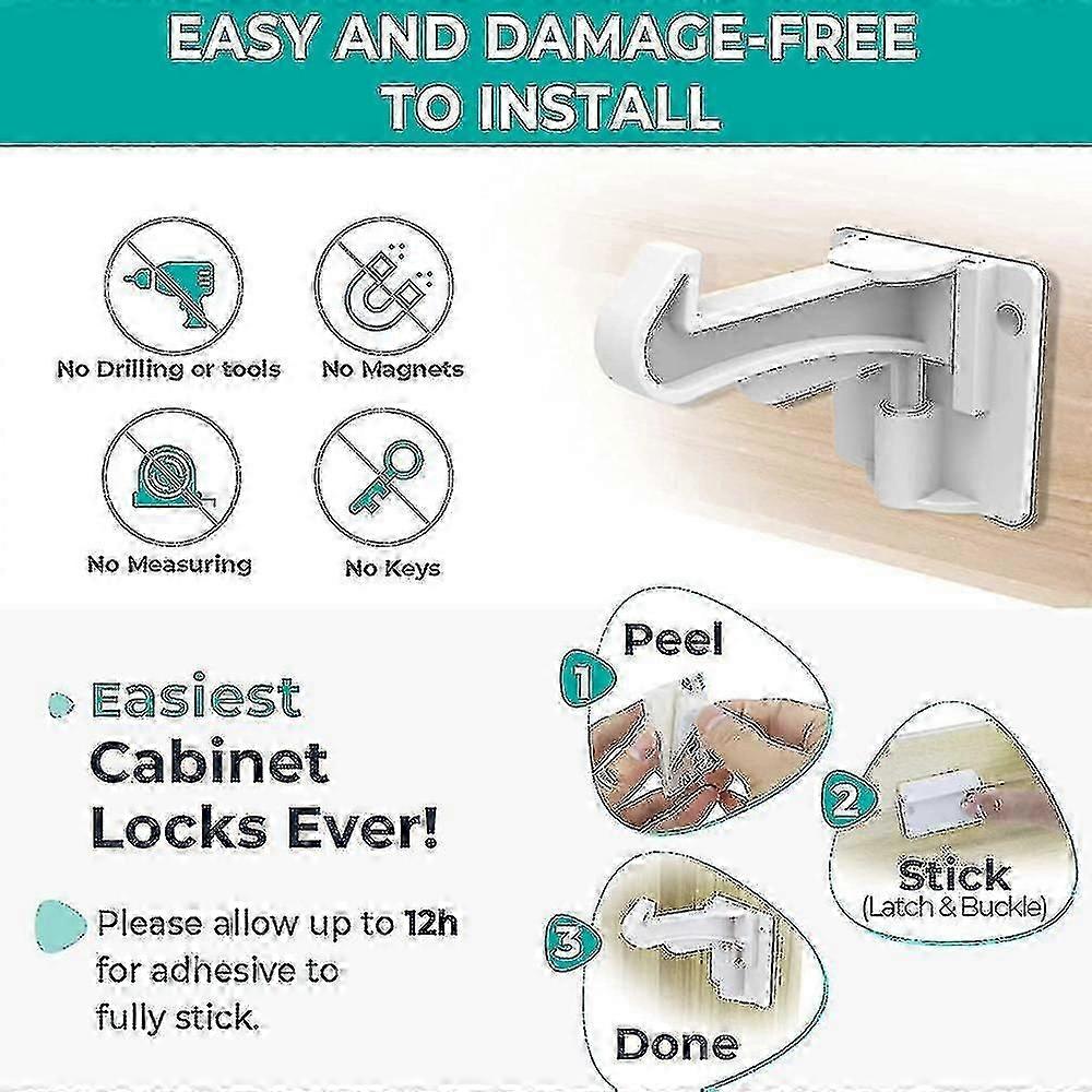 10 Pcs Baby Child Safety Cabinet Locks Safe And Easy To Install No Drilling Or Keys 10 Pcs [jkw]