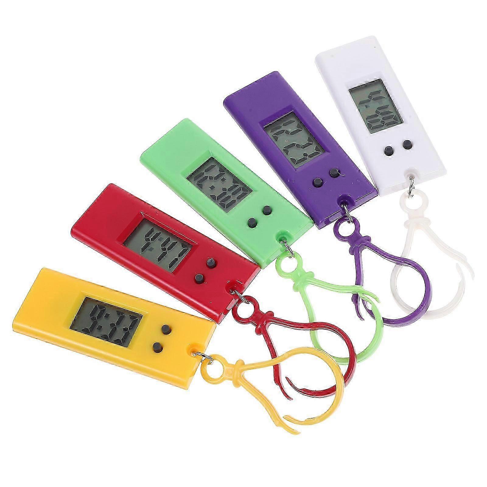 5stk nøglering elektroniske ure sjove nøglering lommeure undersøgelse små hængende ure til børn studerende (tilfældig farve)