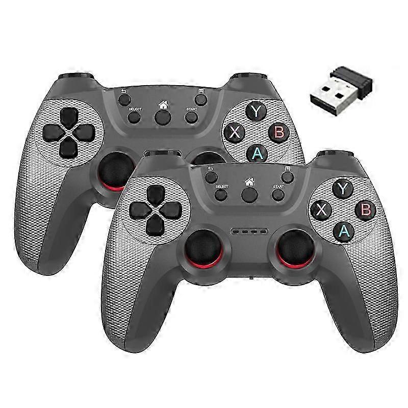 2.4G Wireless Controllers 1 to 2 USB Receiver with 2 Gamepads Compatible with Various Devices