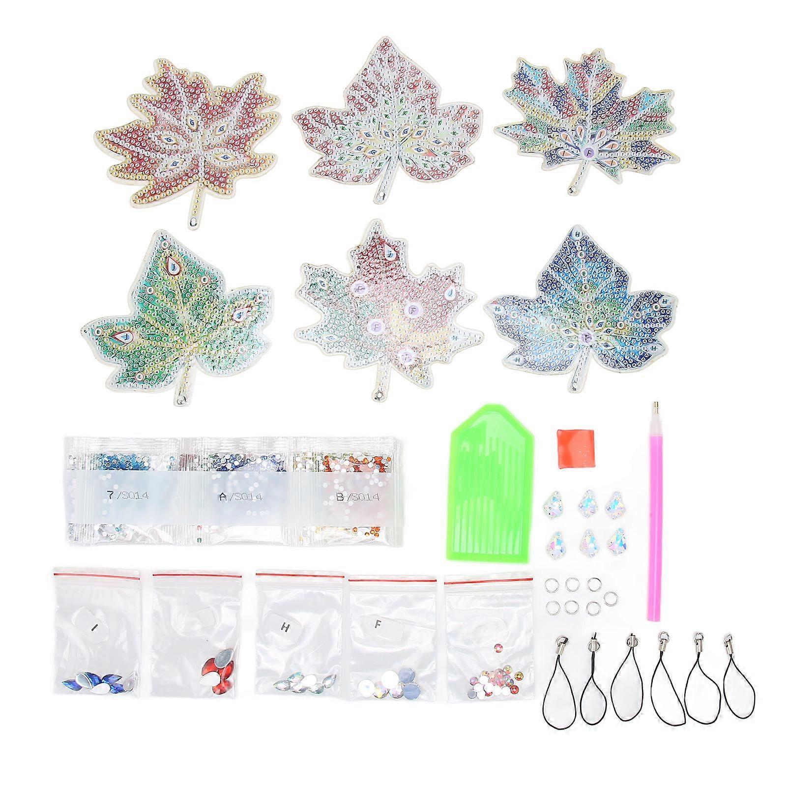 2025 Latest Model 6Pcs Rhinestone Maple Leaves Kit Assorted Styles Shiny