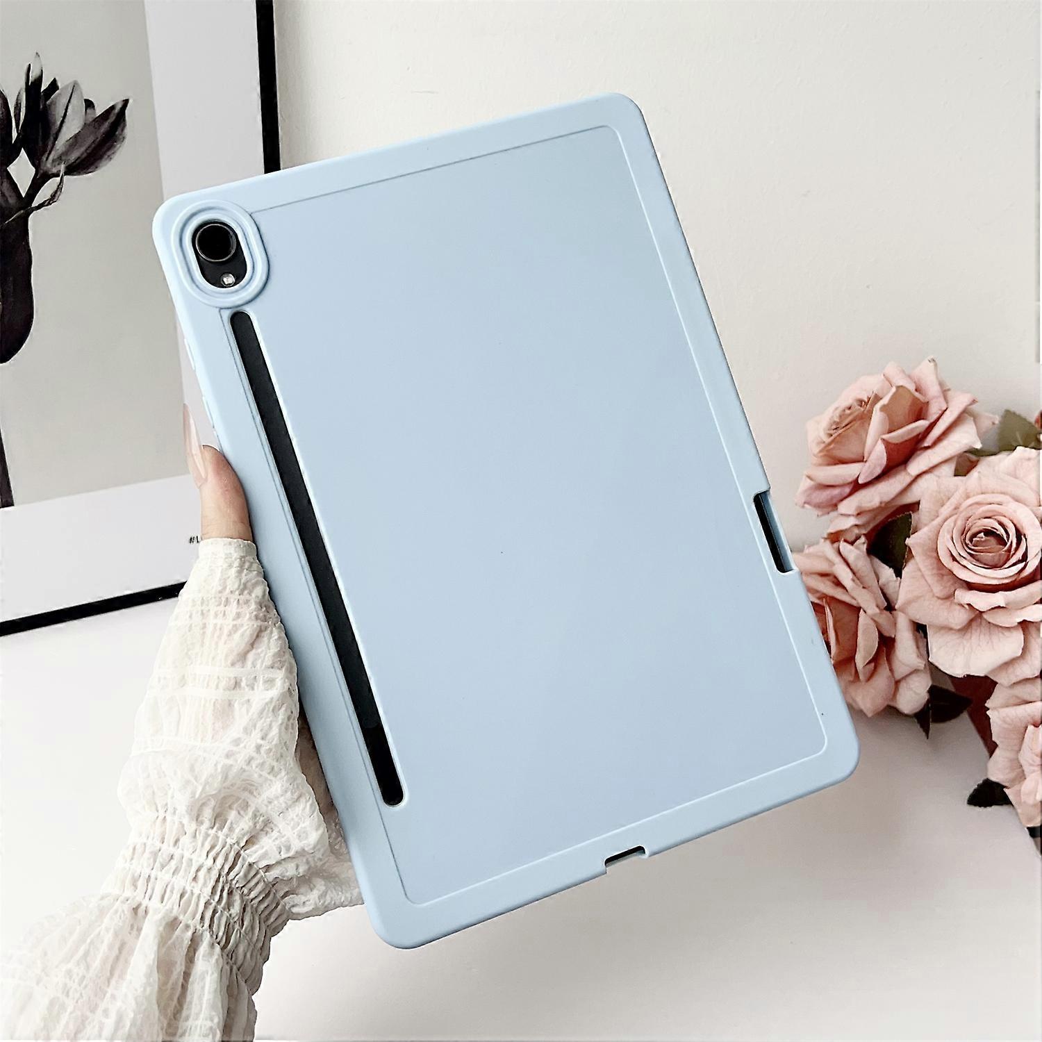 For Samsung Galaxy Tab S9 Case Solid Color TPU Tablet Cover with Pencil Holder Blue