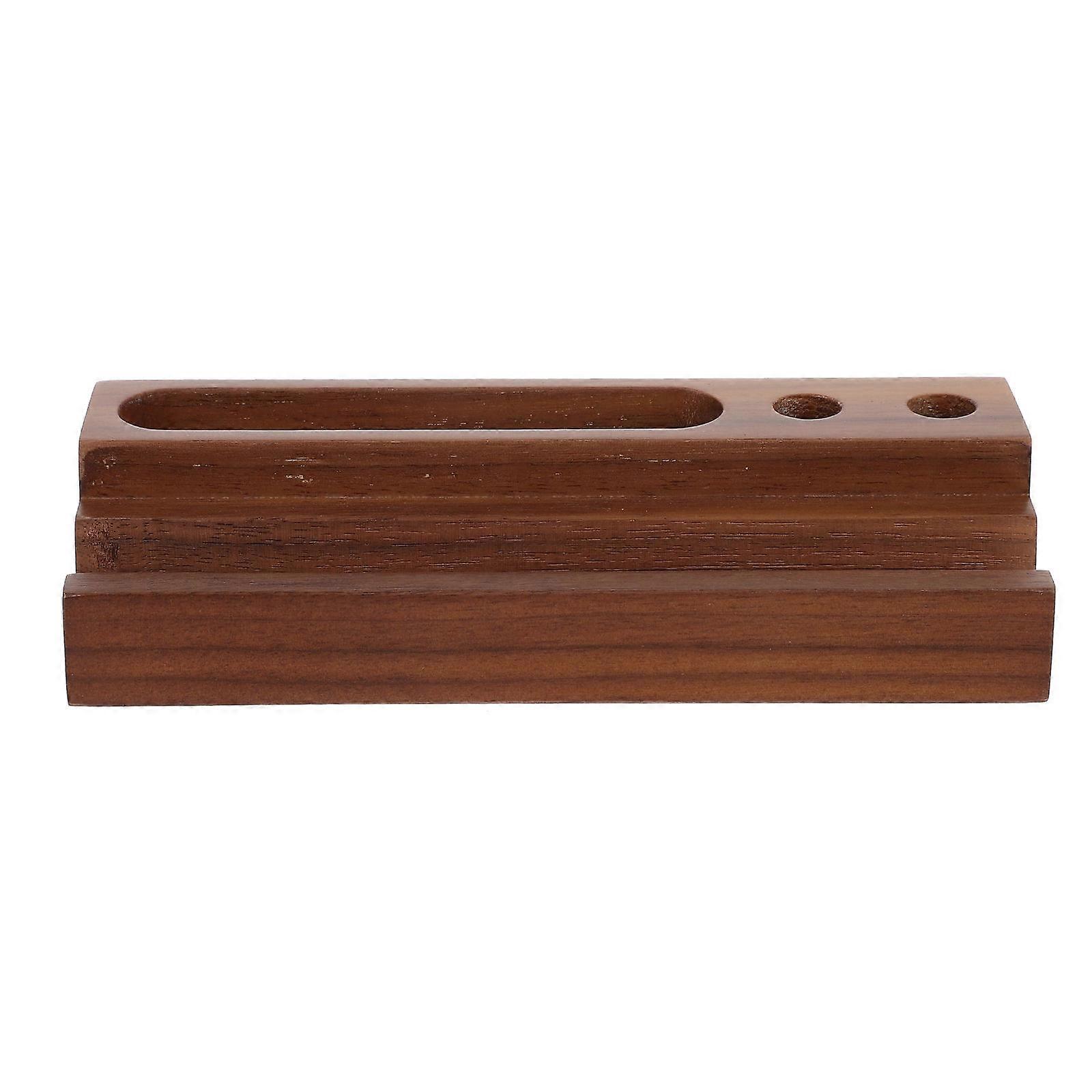 Walnut Desktop Phone Docking Station & Pen Organizer – Multi Functional Stand for Mobile Devices and Writing Tools with Elegant Design