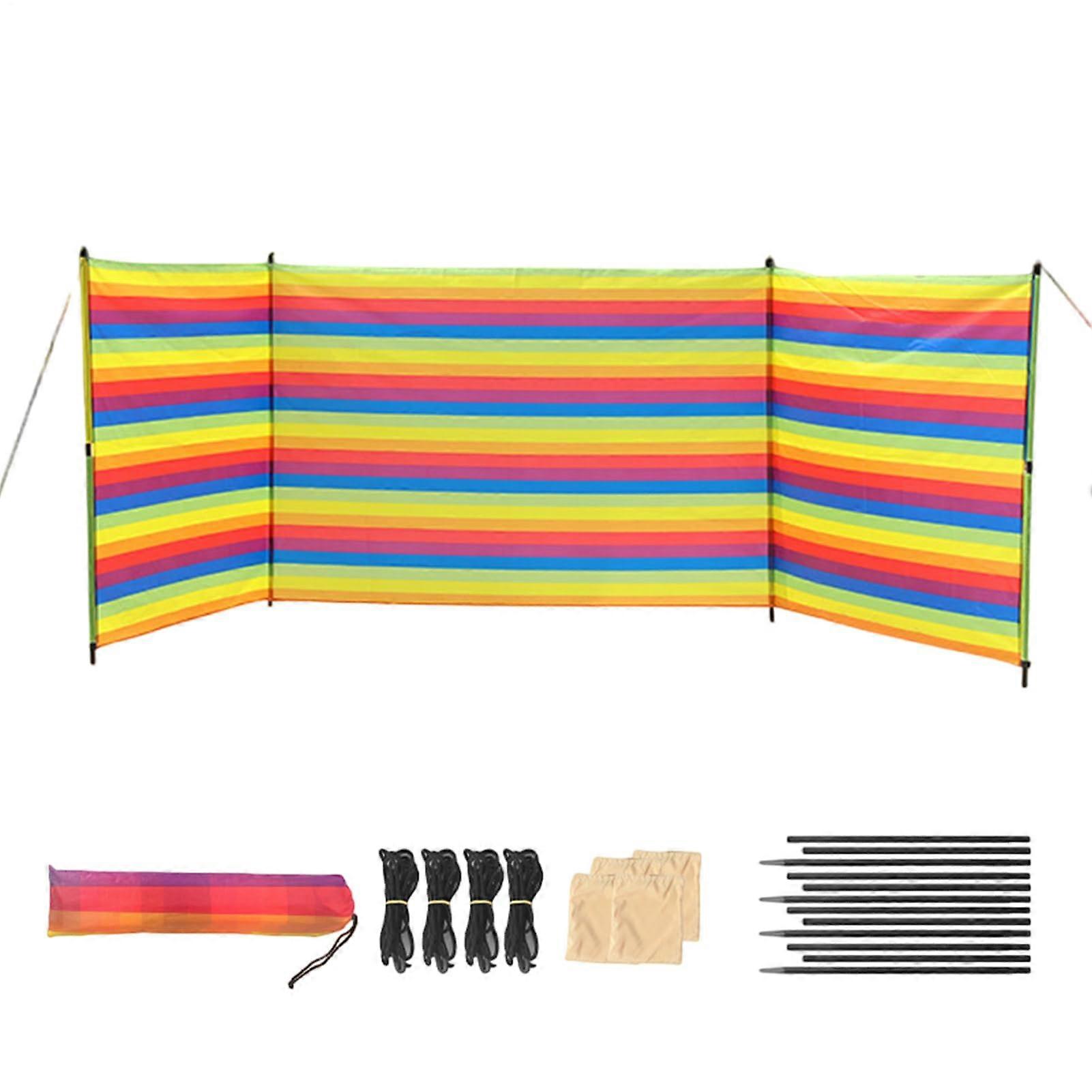 Wind Protection Privacy Screen For Camping With Poles And Carry Bag Portable Windproof Shade Model M Colourful
