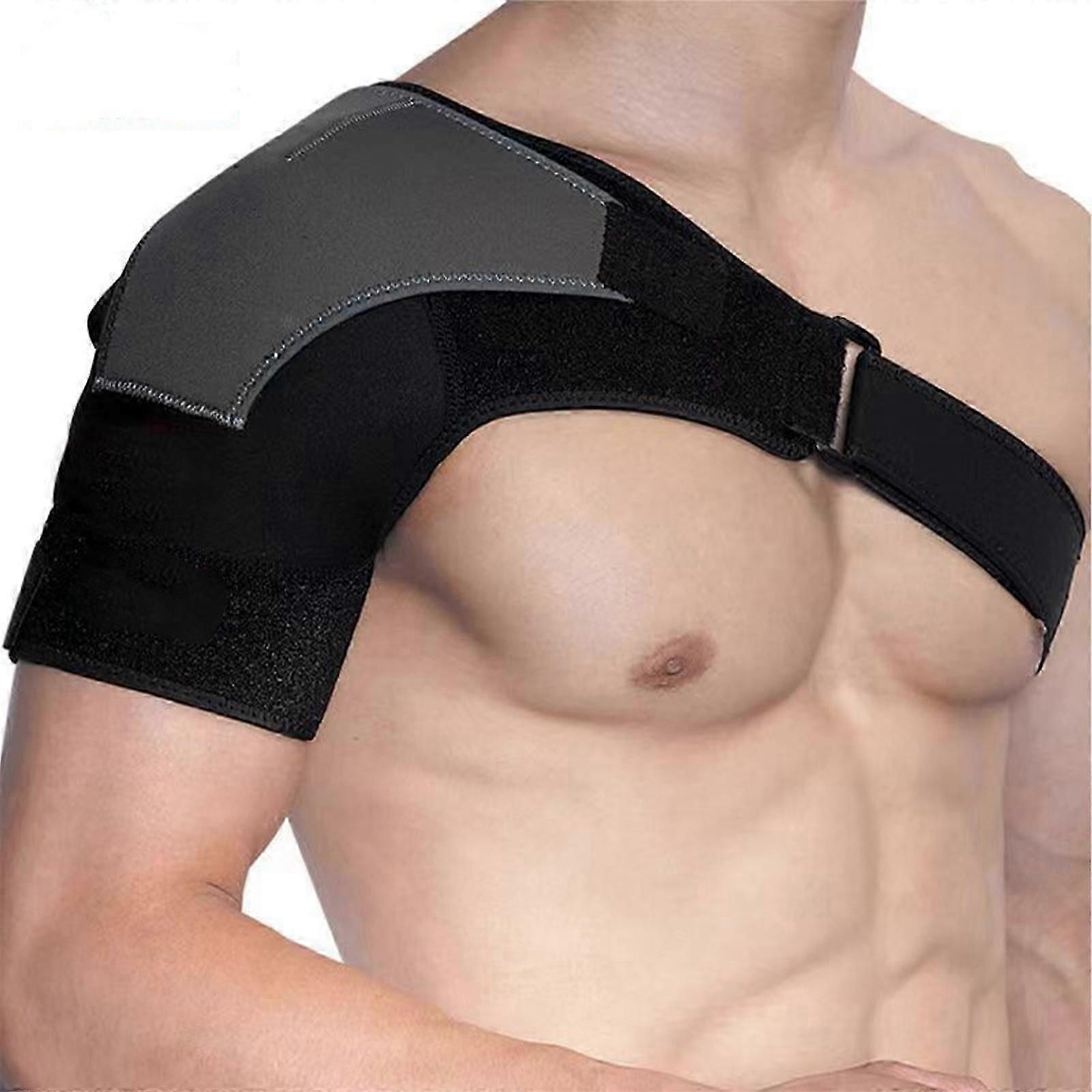 دعامة دعم الكتف مع وسادة ضغط للرجال والنساء ، دعامة كتف قابلة للتعديل للصفعة المدورة الممزقة أو التهاب الأوتار أو الكتف الأيسر
