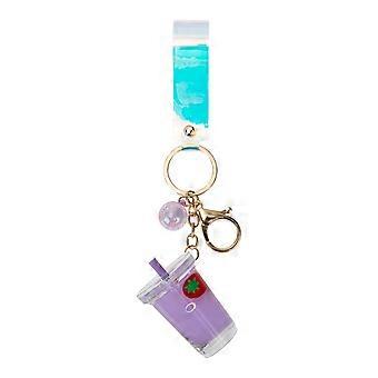 Creative Fruit Strawberry Milk Tea Key Chain Quicksand Bag Pendant Ornament