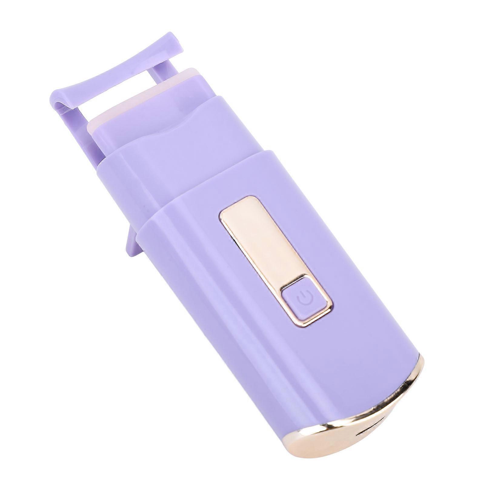 Electric Heated Eyelash Curler 8S Quick Heat Up 3 Levels Temp Settings Eyelash Curler for Makeup Purple