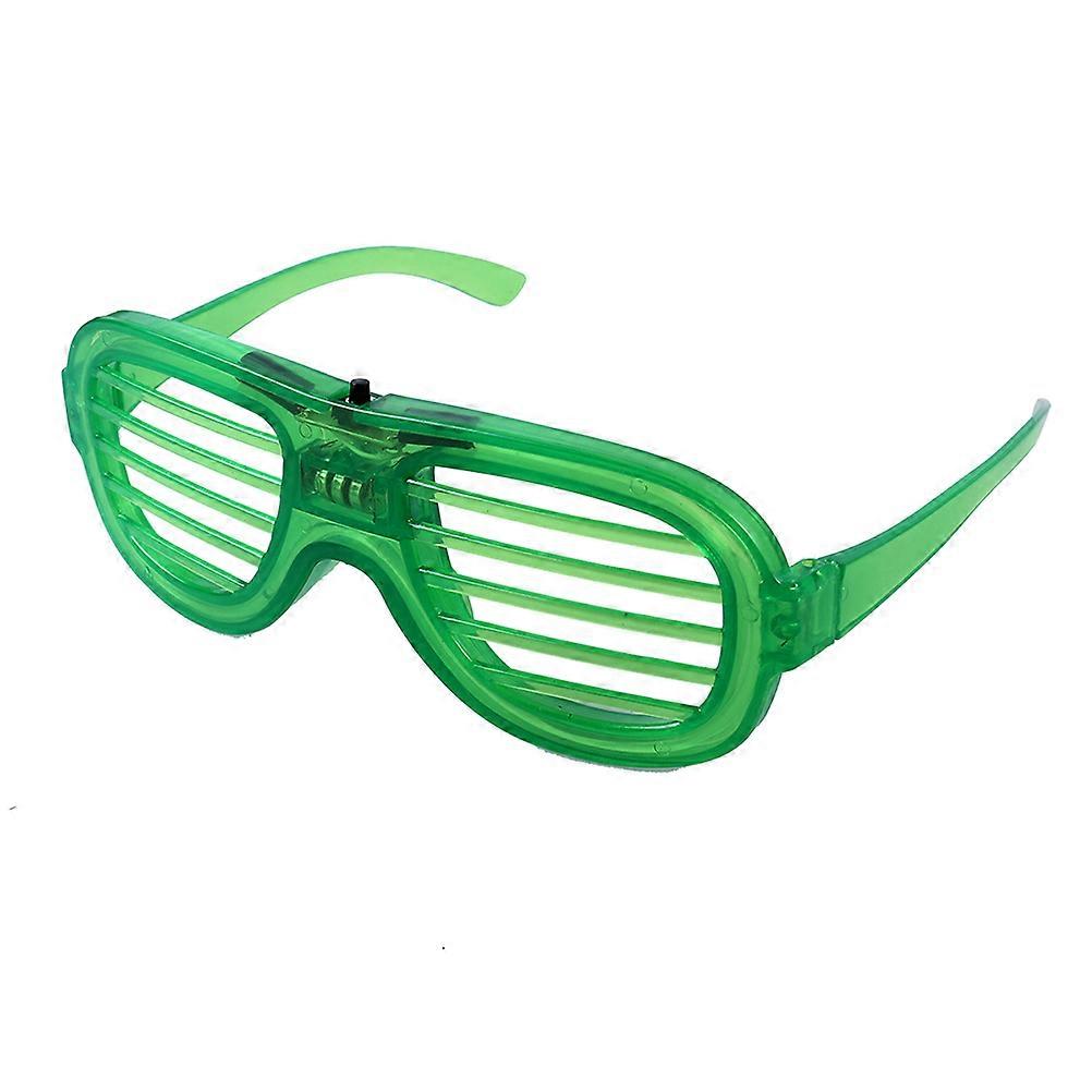 Glowing Glasses Flashing Shutter Design Led Blinds Young People Party Use 3Pcs Square Green
