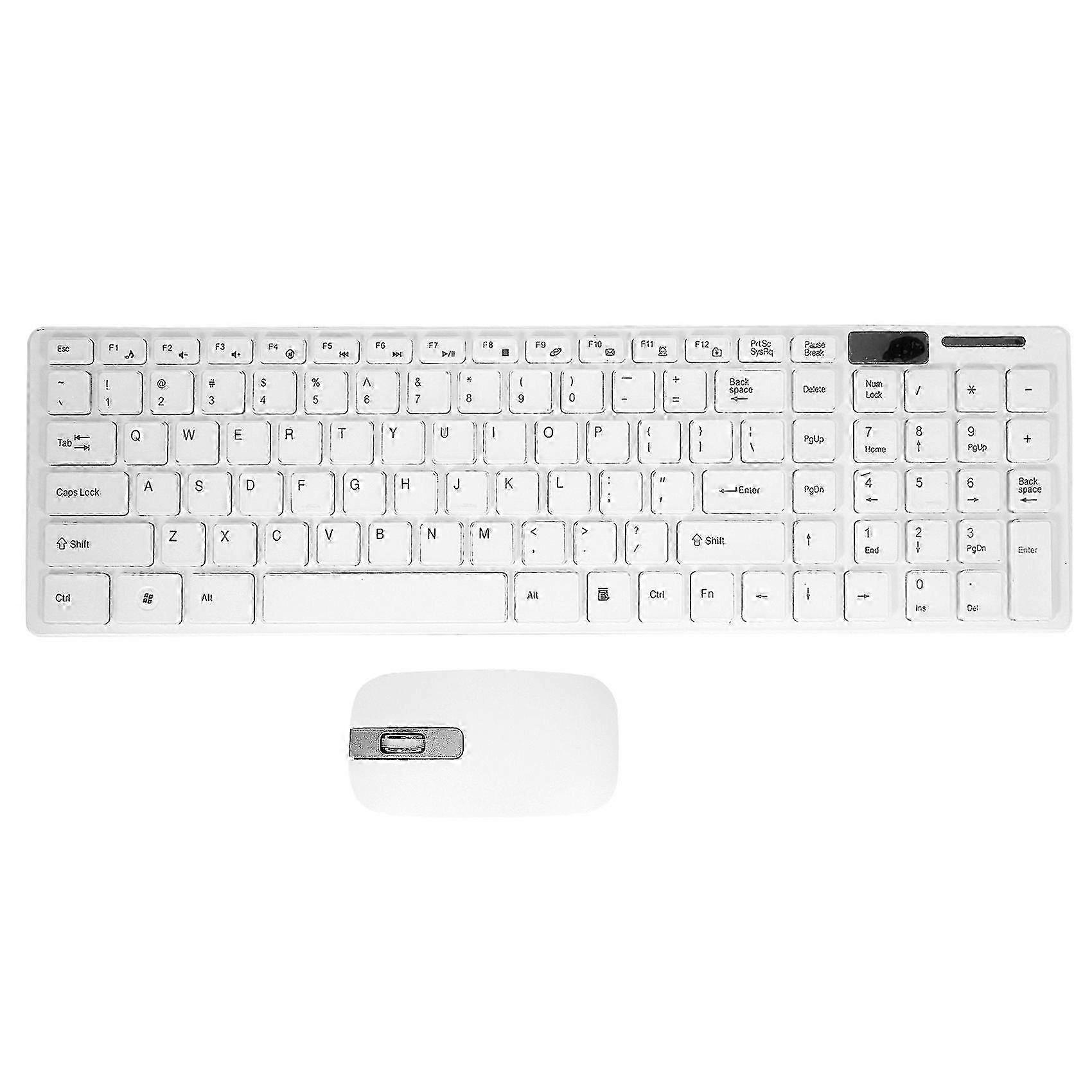 Wireless Slim White Keyboard + Wireless Optical Mouse Set For Pc And Laptop