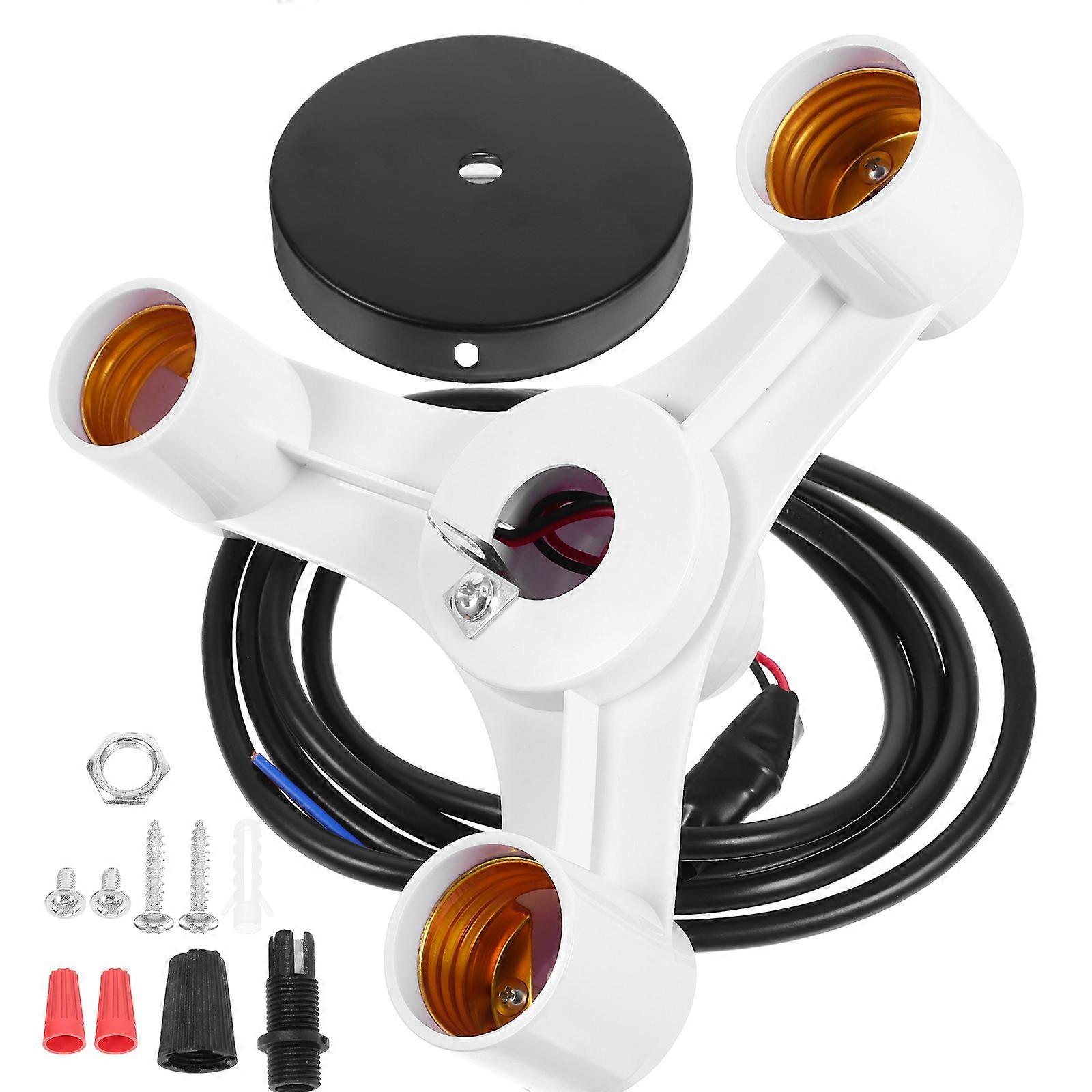 Modern White E27 Conversion Lampholder with Three Ends for Home Lamp Use and Ceiling Accessories Compatibility