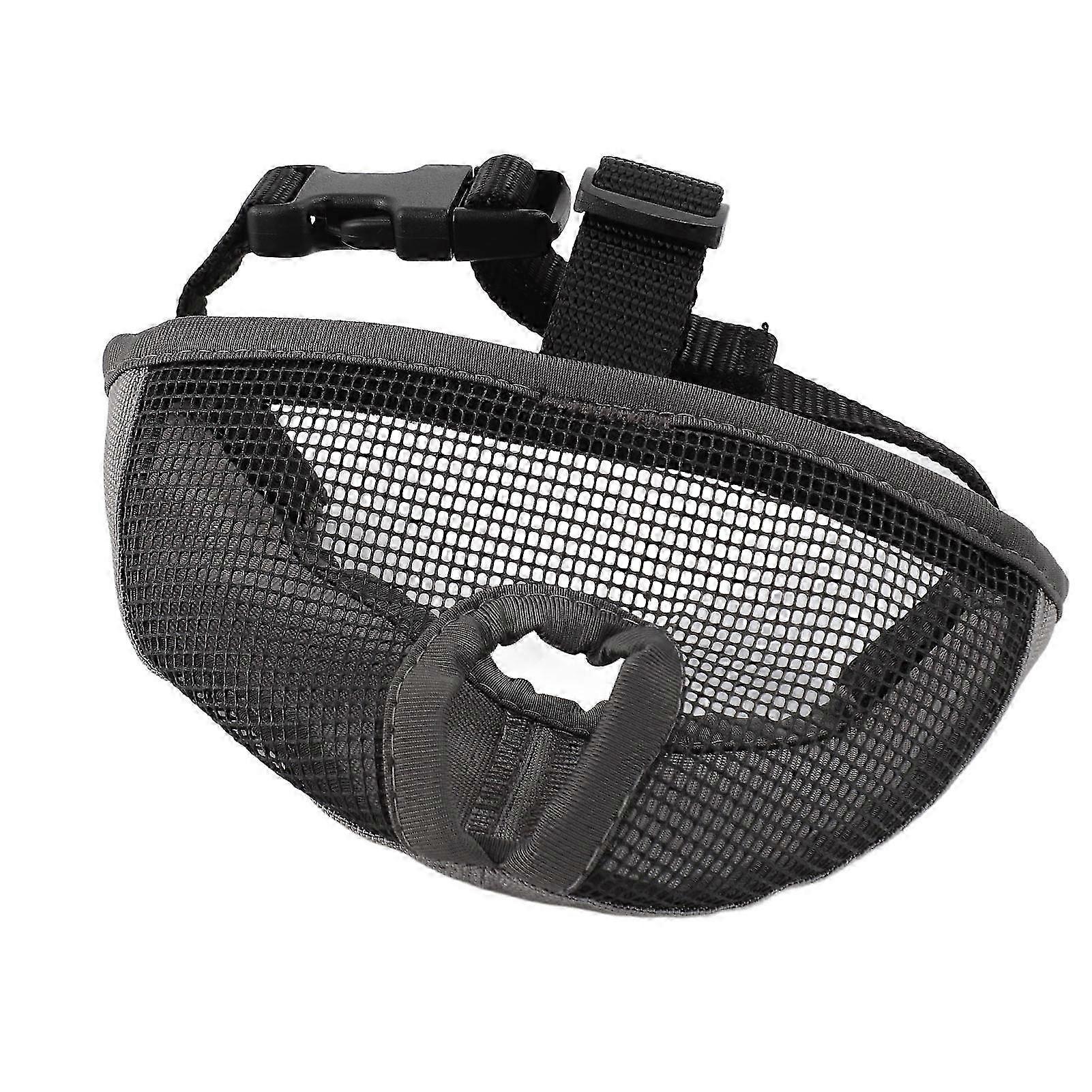 Soft & Comfortable Short Snout Dog Muzzle - Breathable Flat Face Bulldog Muzzle for Biting, Chewing & Licking - Gray Size S