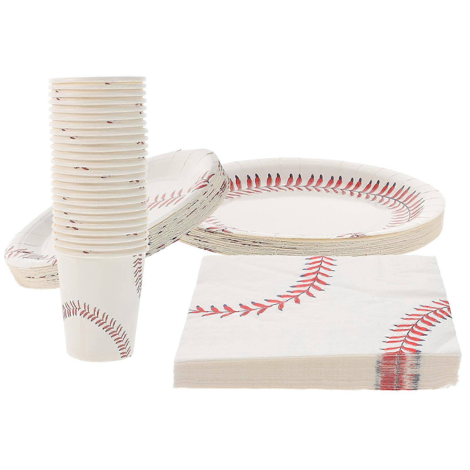 Baseball Party Paper and Napkins 4 Sets 23.3X23.3X2.5cm Size for Birthday Celebration Both Men and Women Use