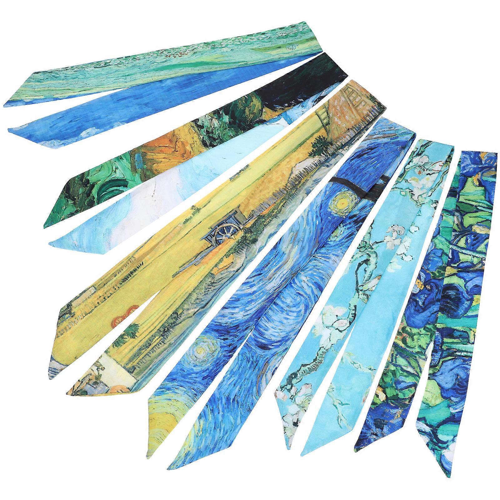 6pcs Imitation Silk Scarf Set Multi Use Hairband, Bag Handle Ribbon & Neck Accessory for Women's Everyday Wear, Travel & Weddings