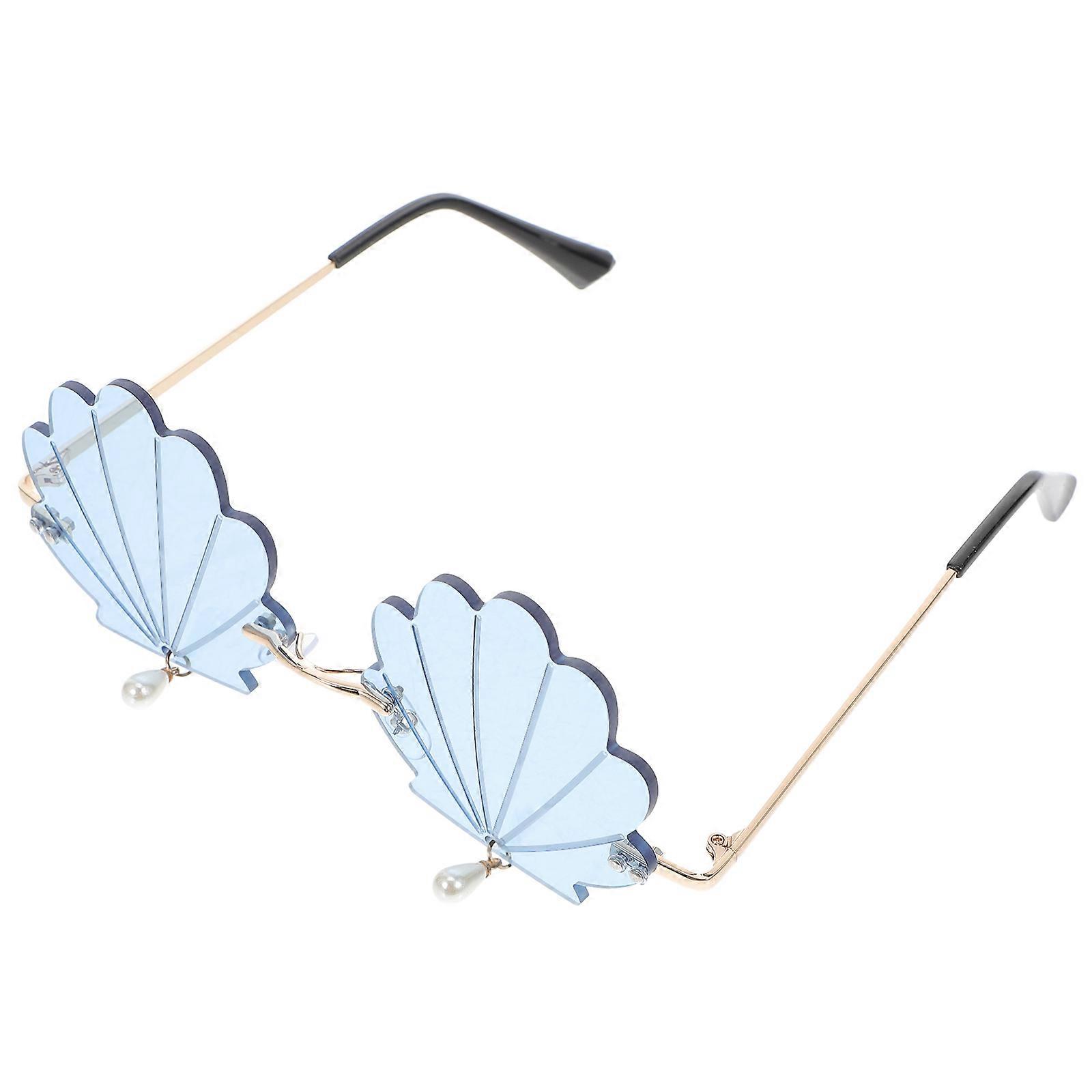Stylish Irregular Shell Sunglasses with Pendant Design, Lightweight Unisex Eyewear for Men and Women
