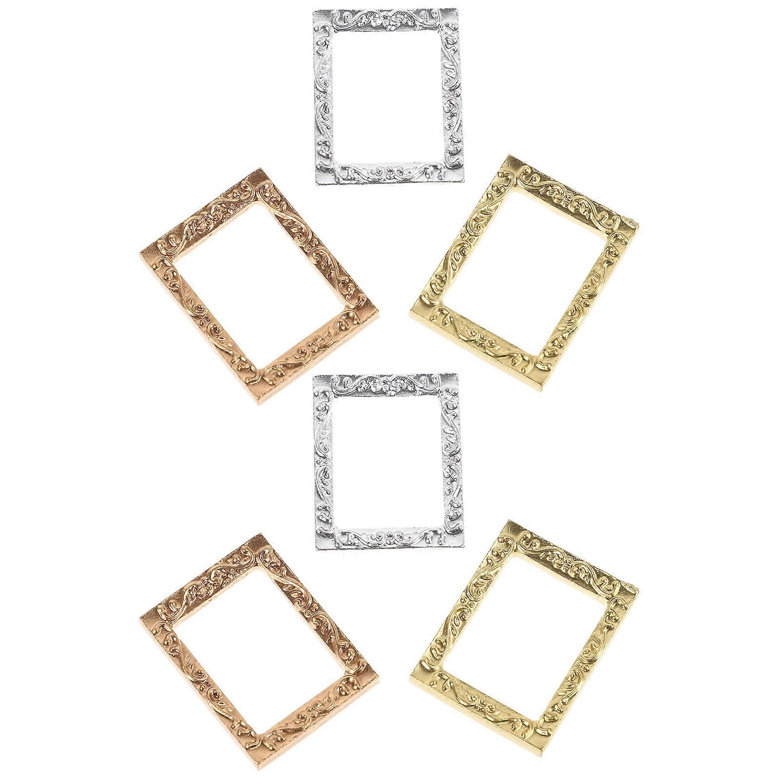 Miniature Dollhouse Photo Frame for Decor 6Pcs Assorted Color Resin Frames