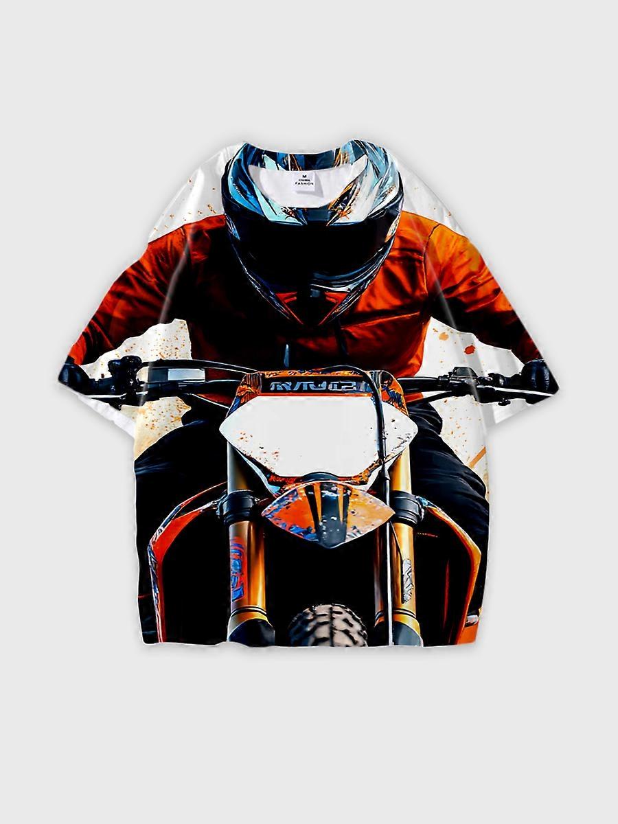 T-shirt round neck Pattern loose short sleeve E553