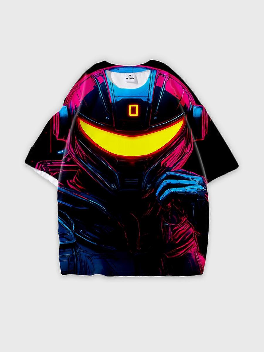 T-shirt col rond Motif ample manches courtes E549