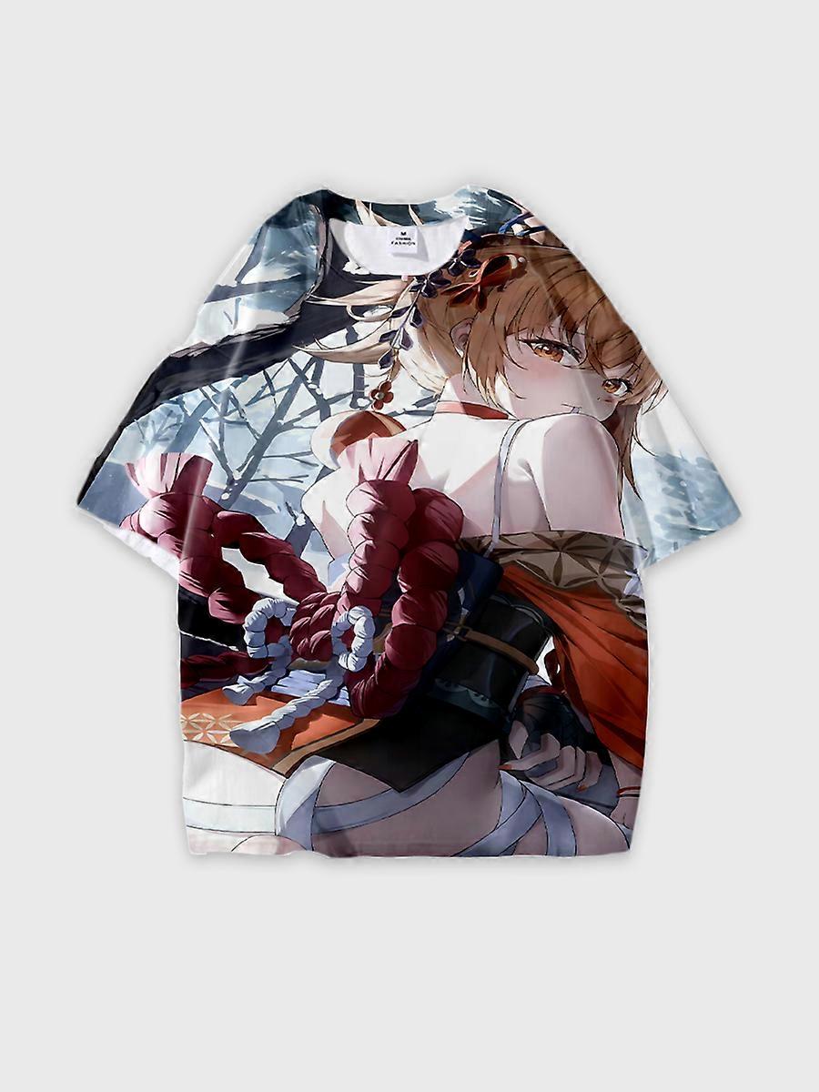 T-shirt round neck Role Pattern loose short sleeve D320