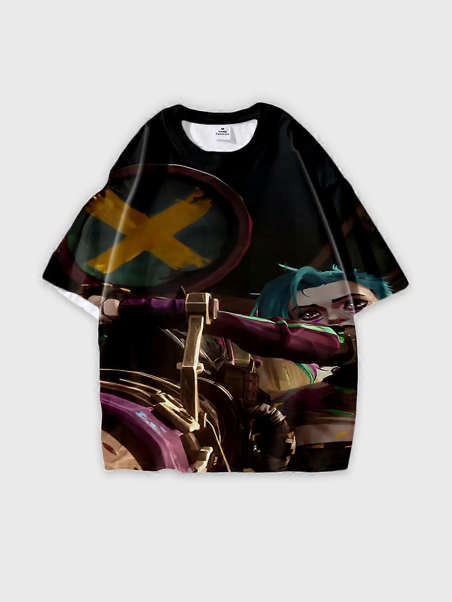 T-shirt round neck Role Pattern loose short sleeve K129