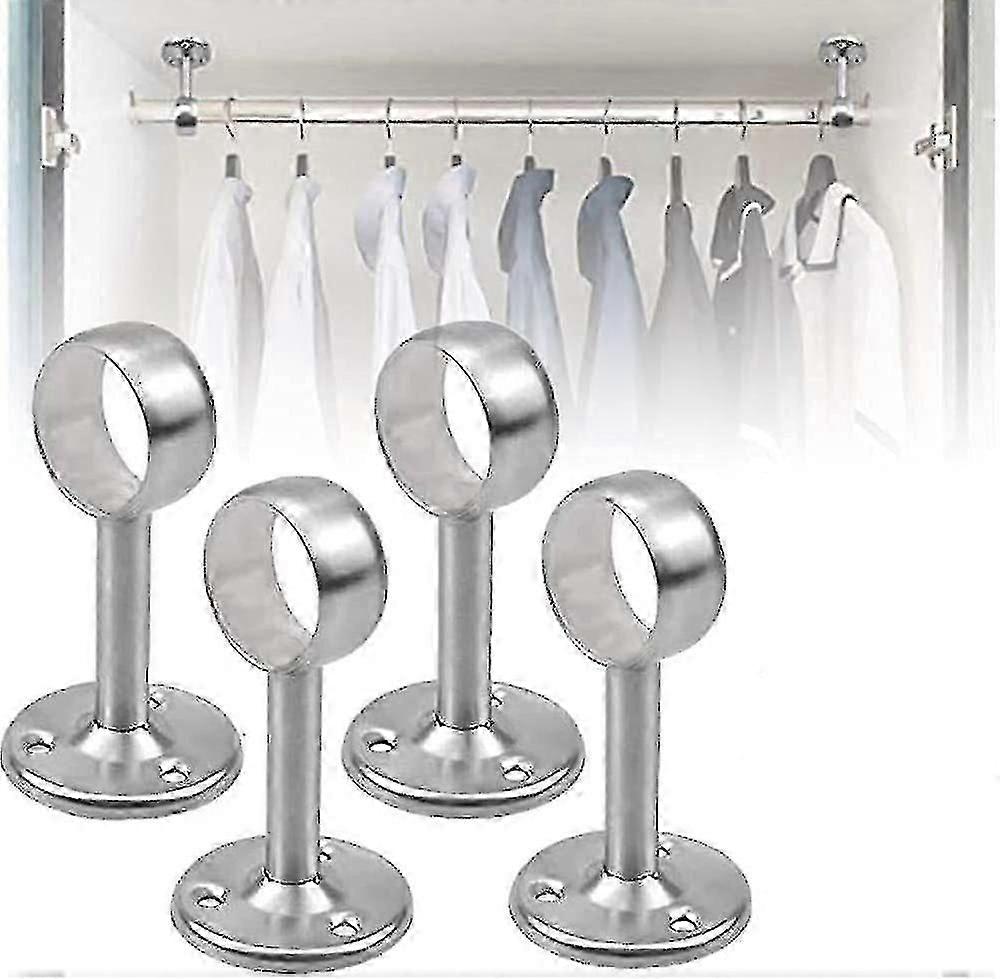 4pcs天井マウントカーテンブラケット、ステンレススチールクローゼットポールワードローブポールホルダー25mm