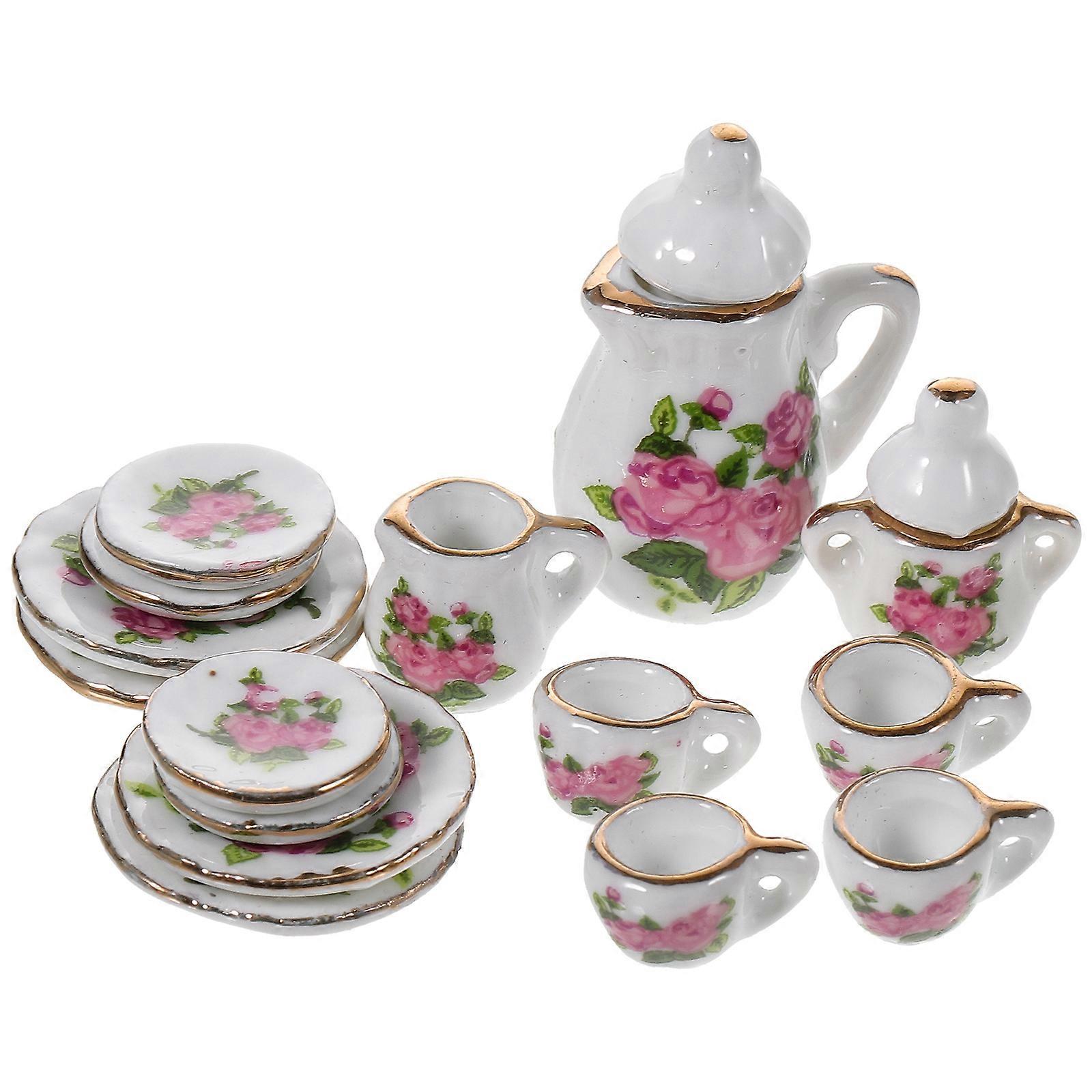 Compact Ceramic Teapot And Cup Miniature Tea Set For Dollhouse Accessories With Decorative Purpose 1 Set