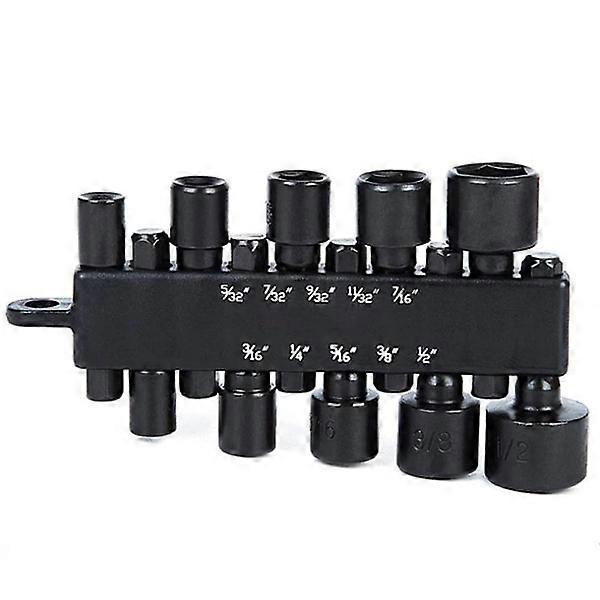 Best Quality 10 Pieces 1/4 Inch Hex Shank Power Nut Driver Drill Bit Set Metric / Imperial Socket Wrench Screw