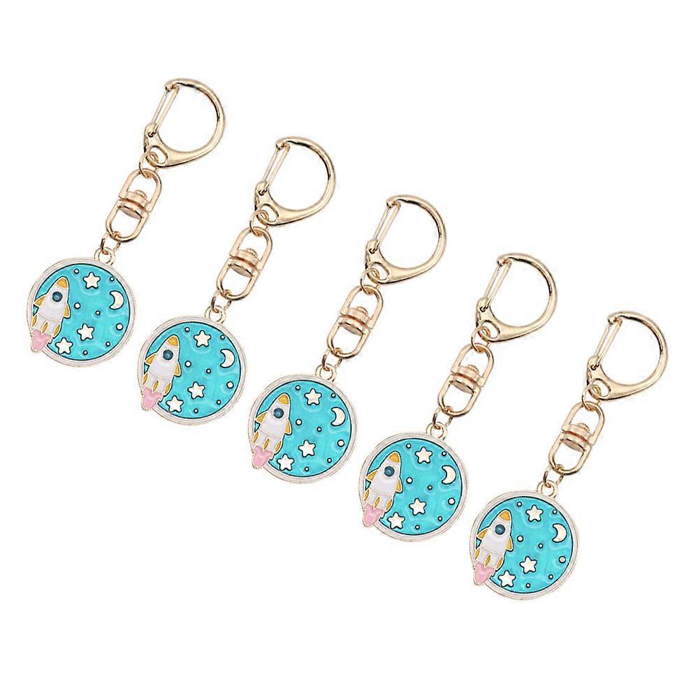 Sky-blue Alloy Keychains with Creative Design for Hanging Keys Durable and Fade-resistant 5 Pieces
