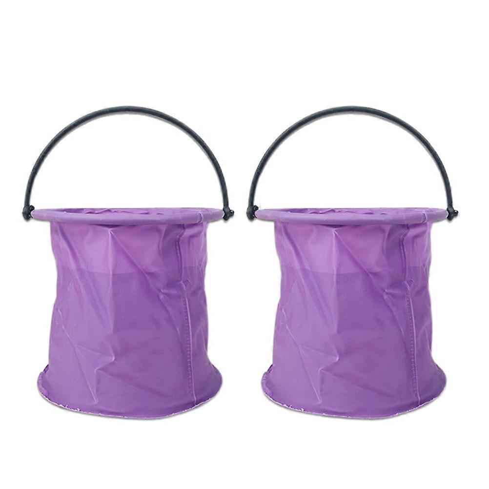Purple Foldable Pen Washing Bucket for Storage Use Durable PVC Material Lightweight and Practical with Handle Design 2 Pieces