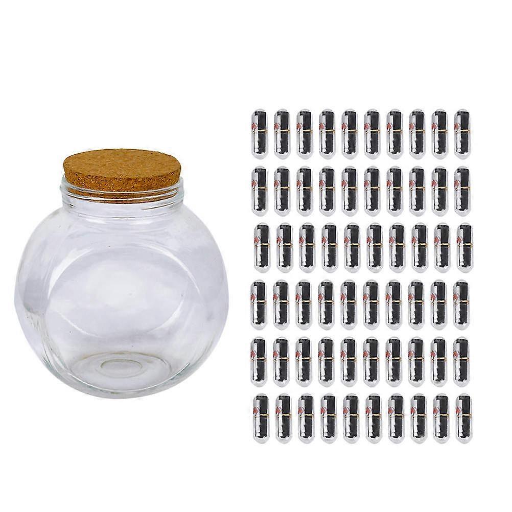 Glass Wish Set with Capsules and Notes – Black Jar with for Message Storage, Gifts, Decoration, and Keepsakes