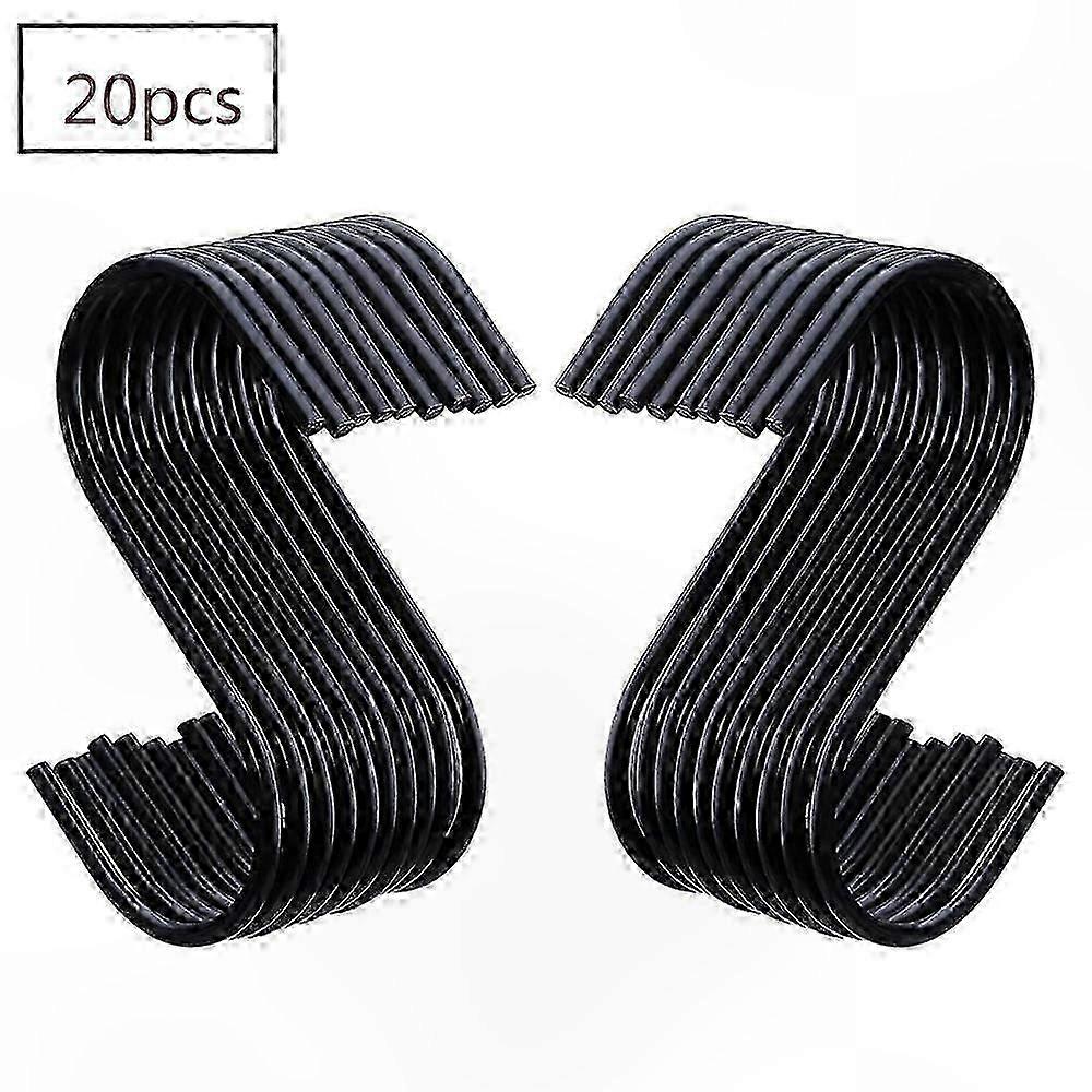 Black S-Hooks for Hanging Kitchen Items, Pots, Pans, and More (20 Pack)