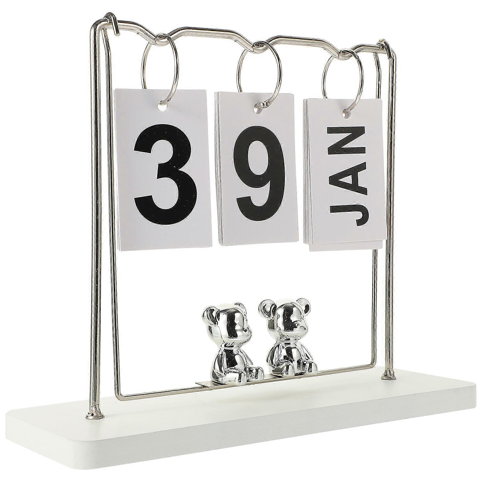 Reusable Perpetual Calendar Desktop Calendar Swing Shape Table Calendar 24x9x19.5cm Size Simple Style 1Set