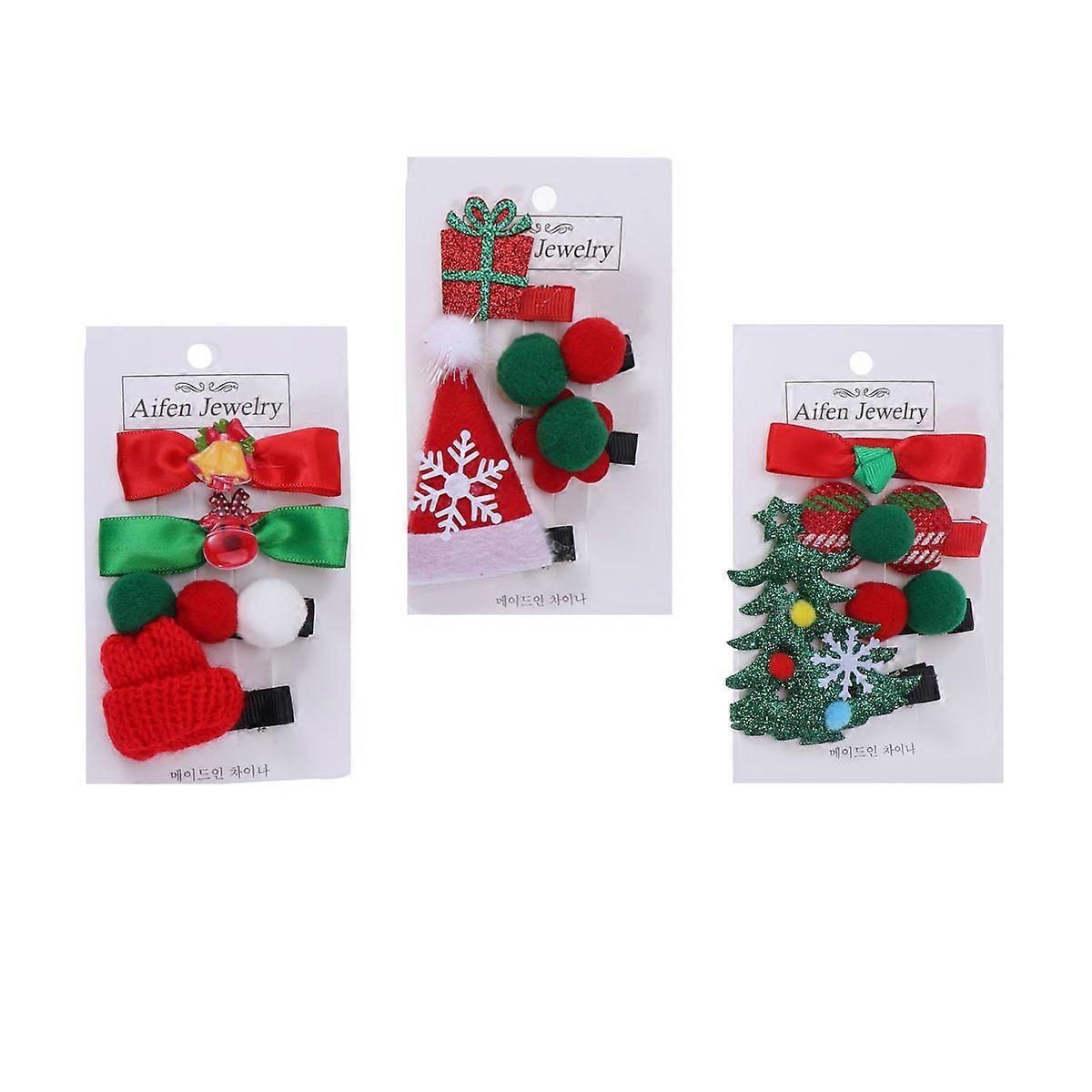 Wielokolorowe spinki do włosów dla dziewcząt, 3 zestawy, idealne na imprezy świąteczne, łatwe do przypięcia i utrzymania włosów