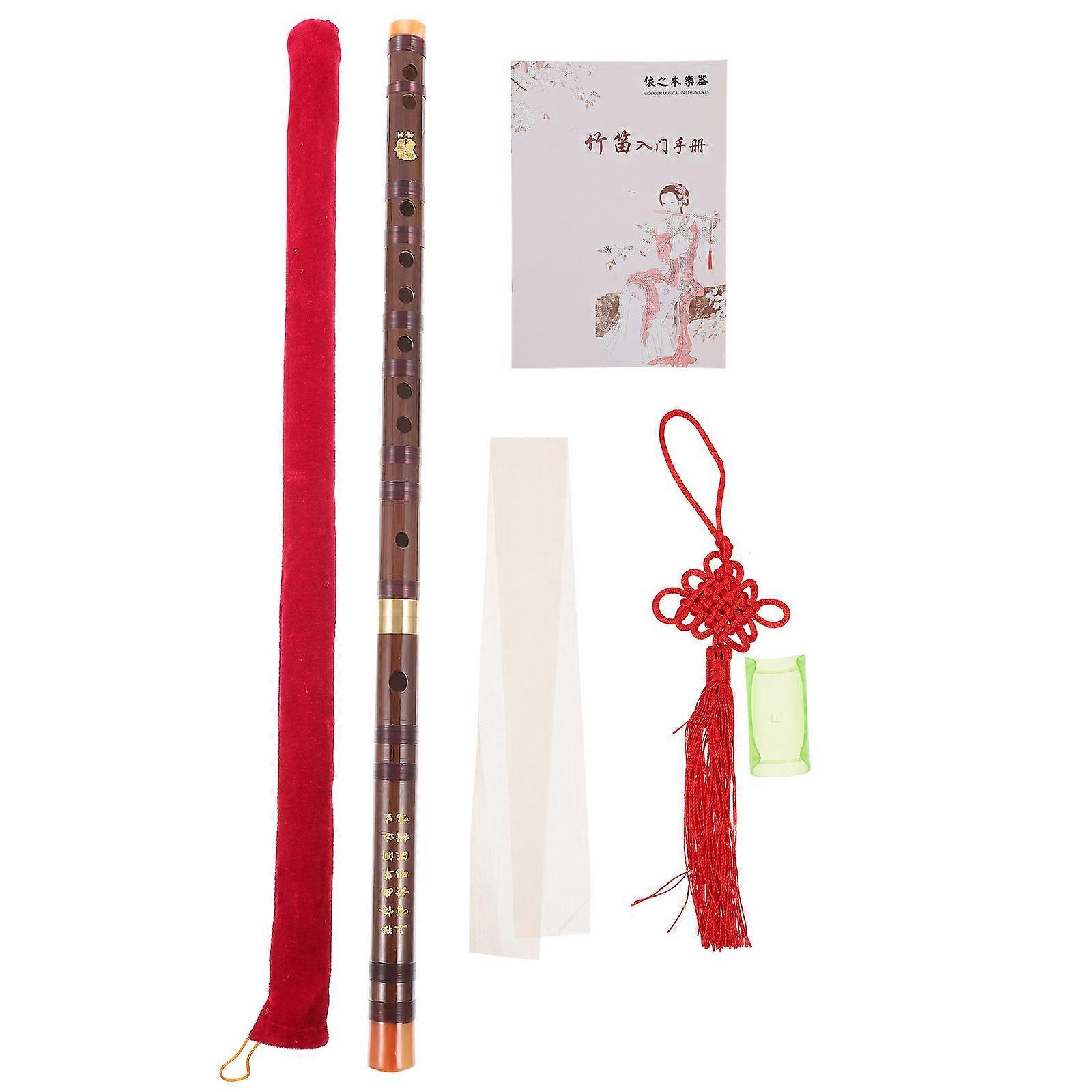 Flute Dark Brown Bamboo Instrument Practice Performance 57.00X2.30X2.30CM Durability 1Pack