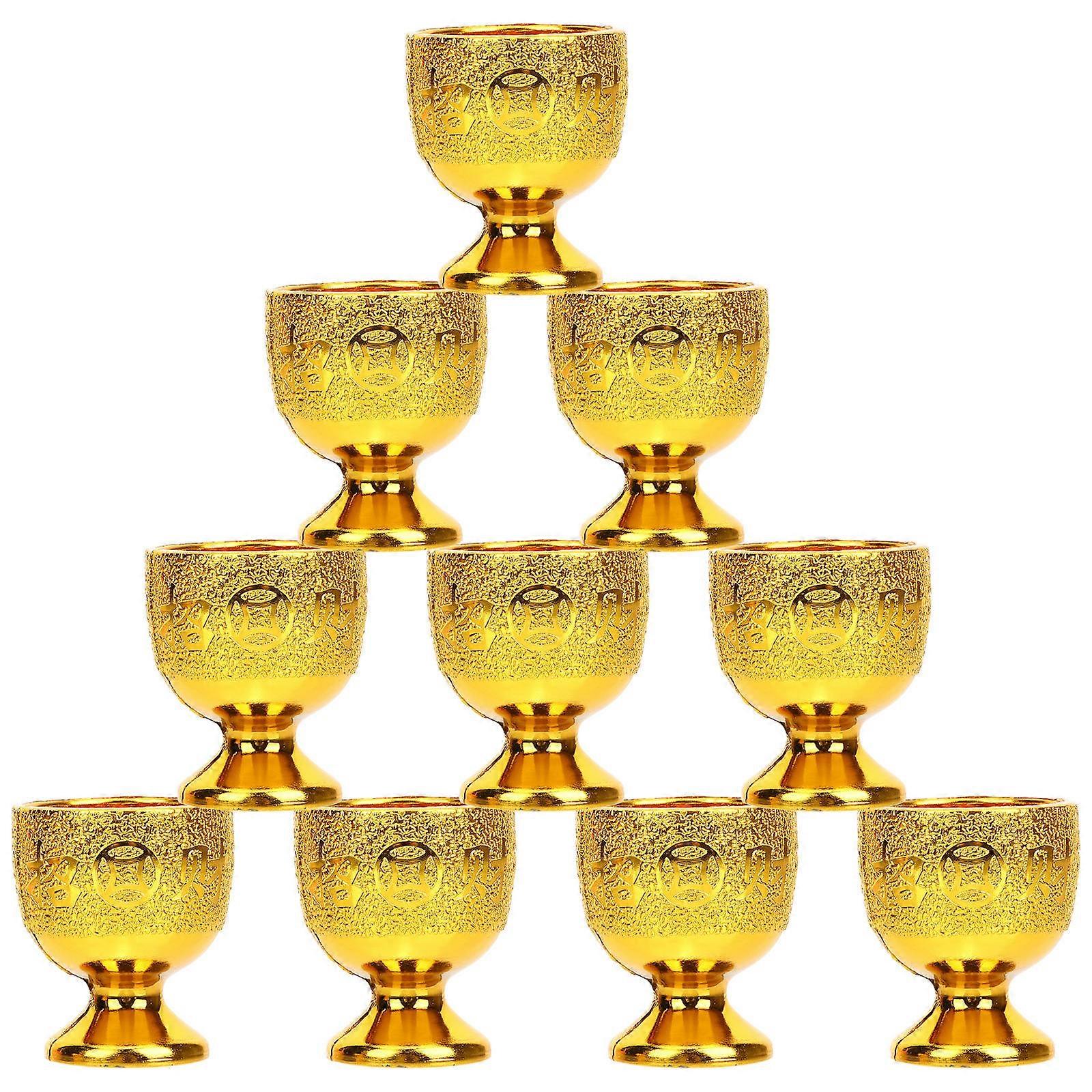 Golden Cups for Home Use Small Size Bright Color Decorative Drinking Cups 10pcs