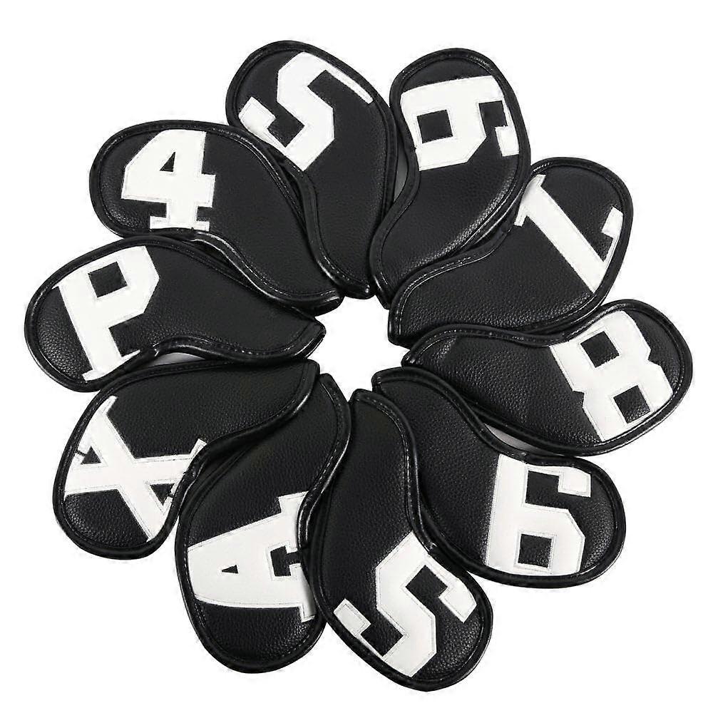 Leather Golf Club Headcovers 10-Piece Set Black