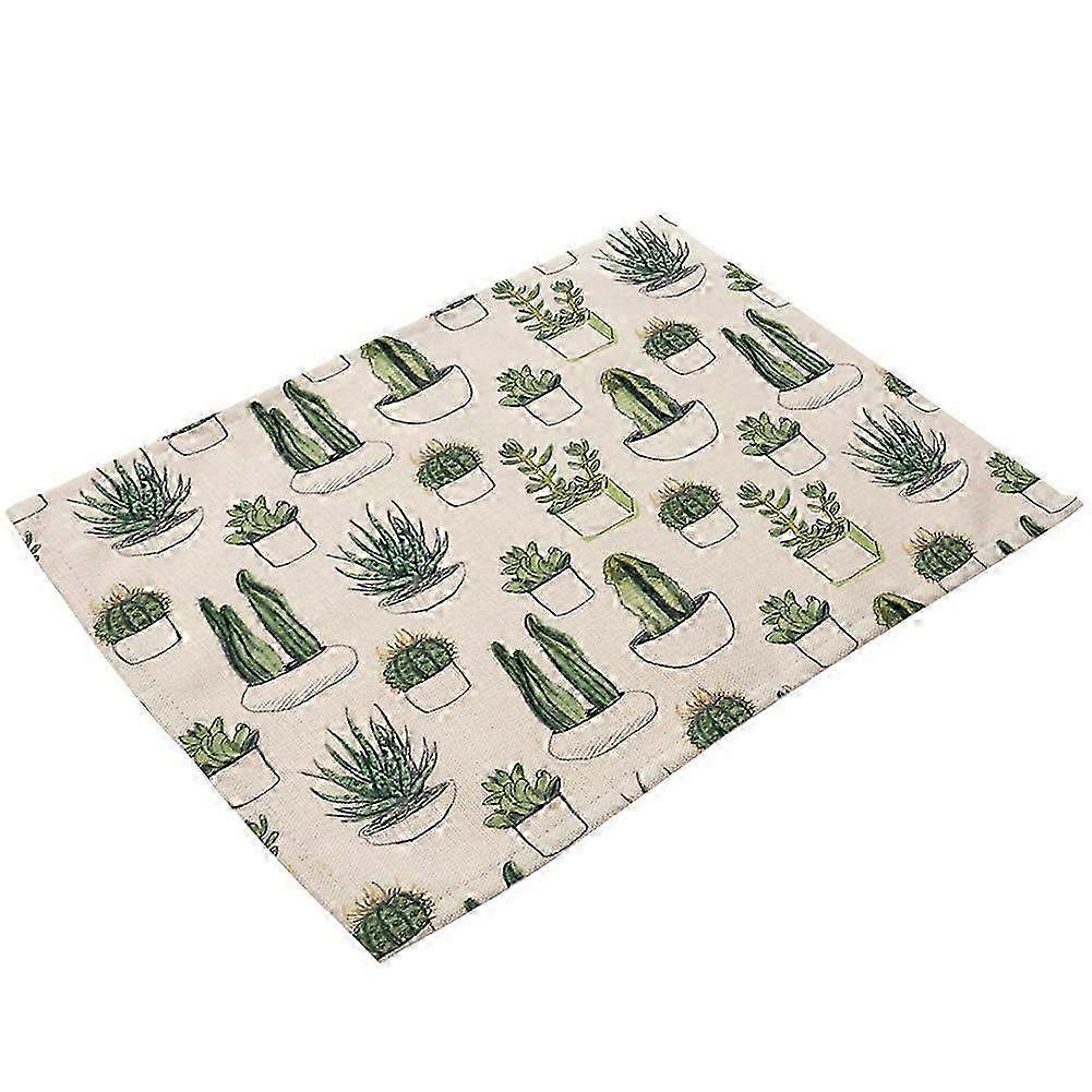 Washable Heat-Resistant Cactus Print Placemat - Durable Table Mat for Bowls, Cups, and Home Decor